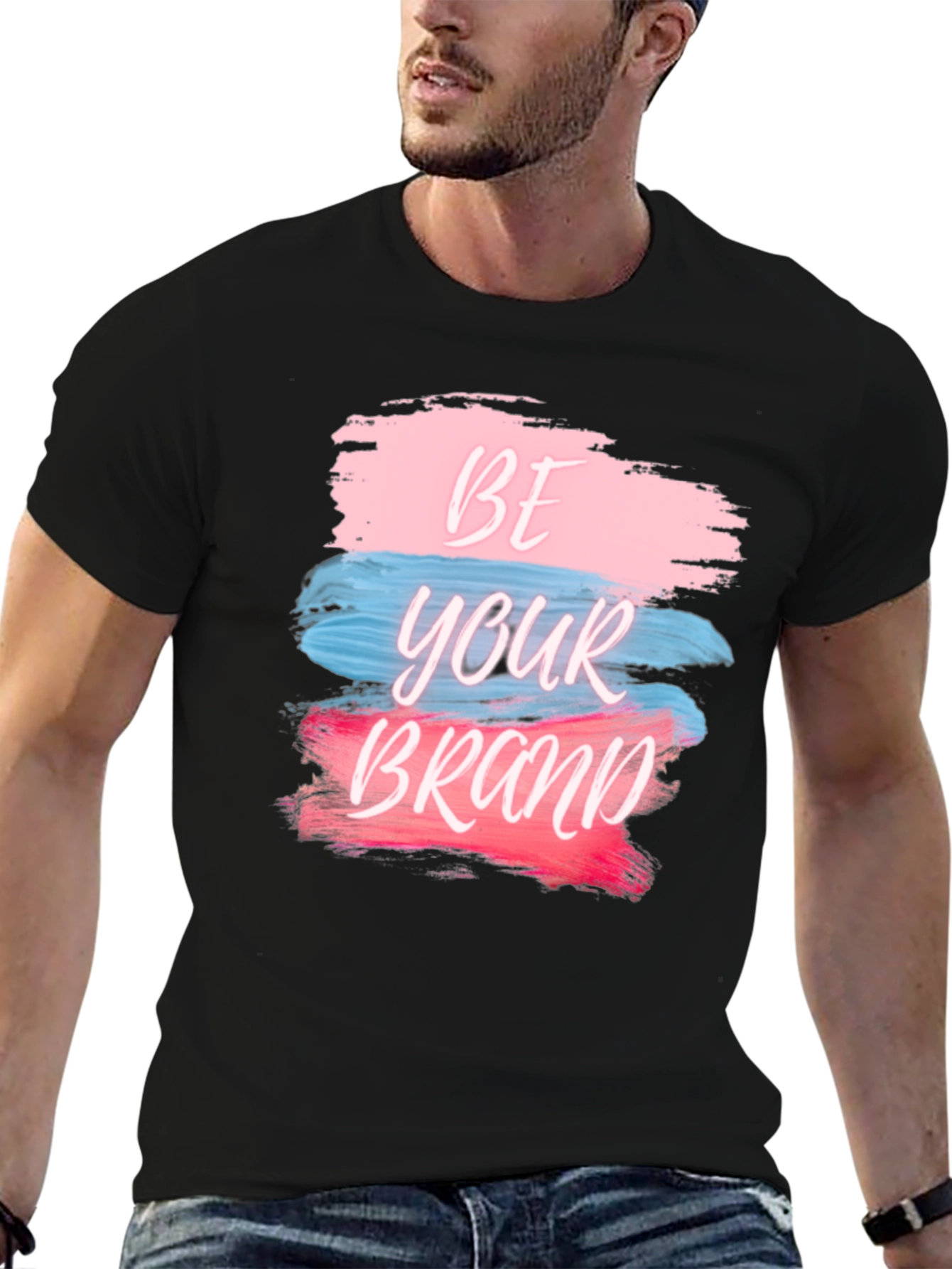Black Be Your Brand Graphic Tee - Stylish Cotton Blend view 6