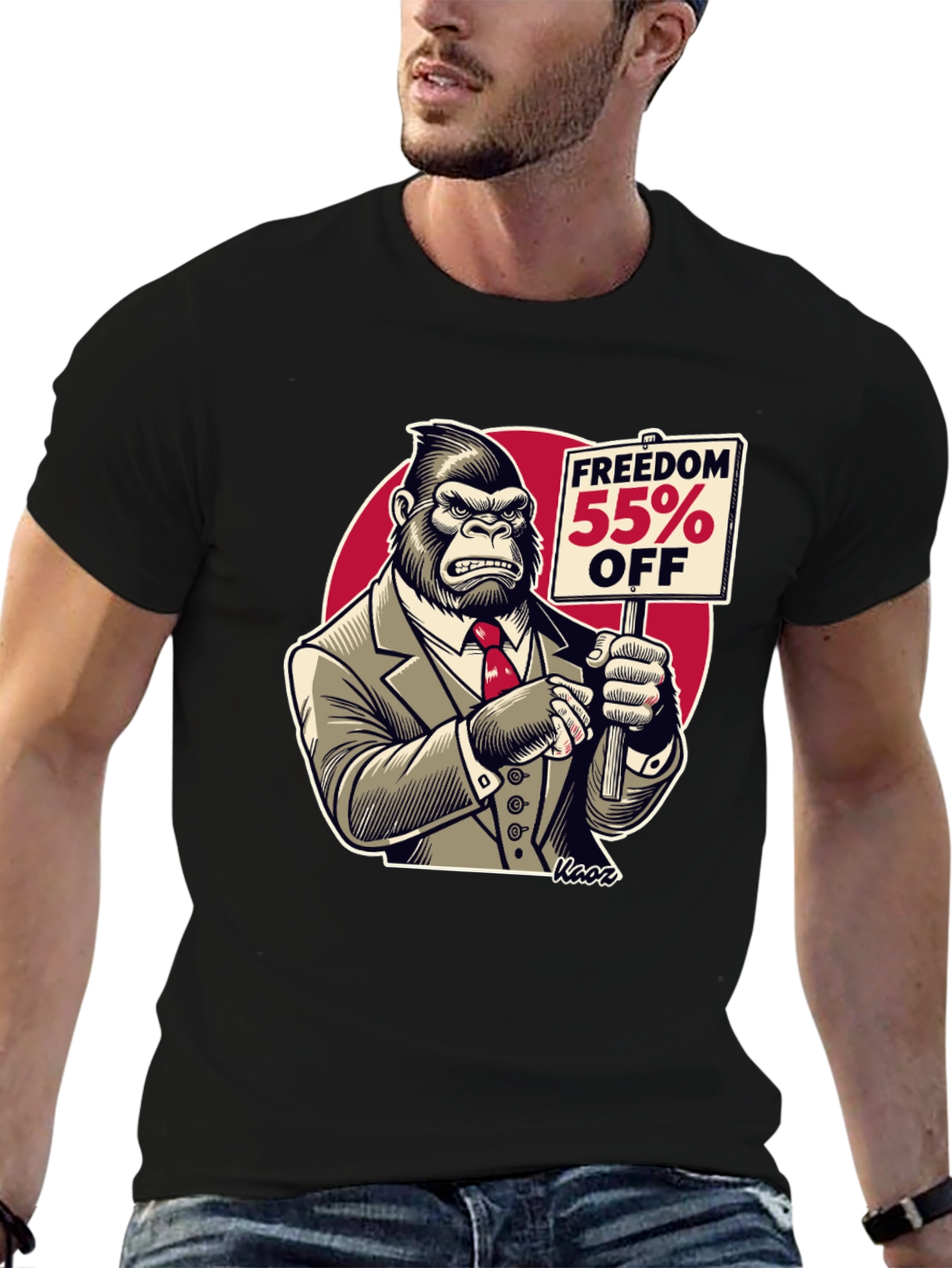 Black Freedom 55% Off Gorilla Graphic Tee view 6