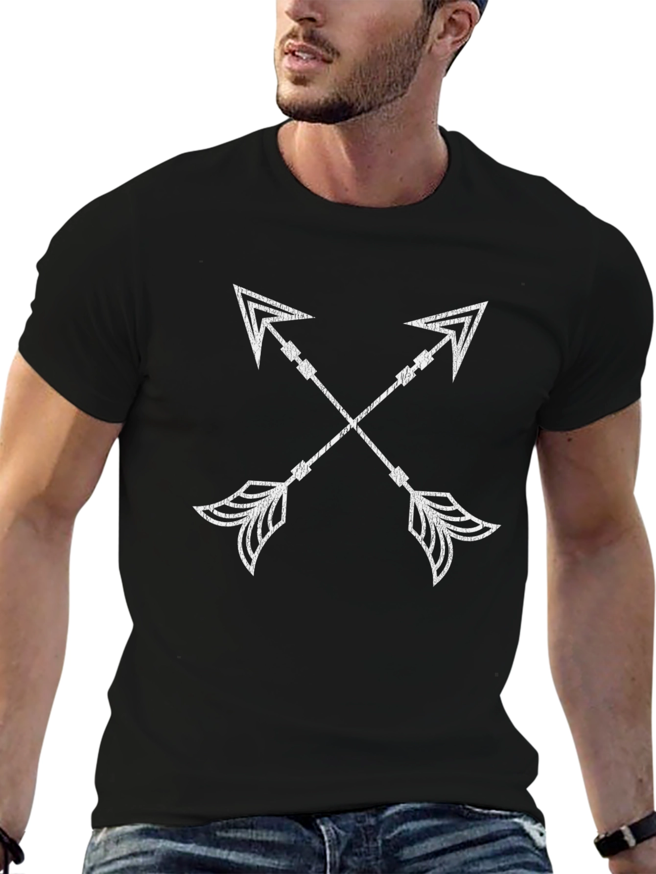 Black Crossed Arrows Graphic Black T-Shirt view 6