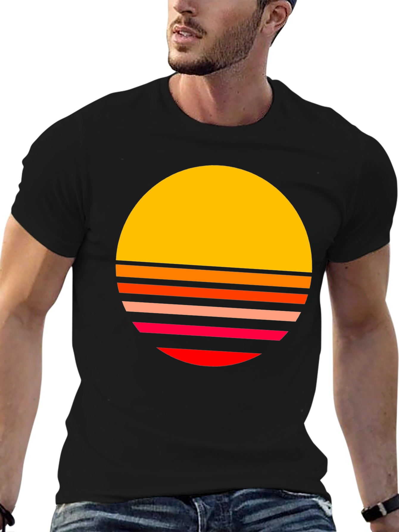 Black Retro Sunset T-Shirt - Vintage Style Graphic Tee view 6