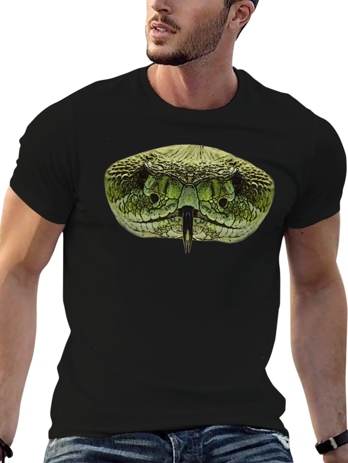 Black Rattlesnake T-Shirt - Bold Snake Head Graphic Tee view 6