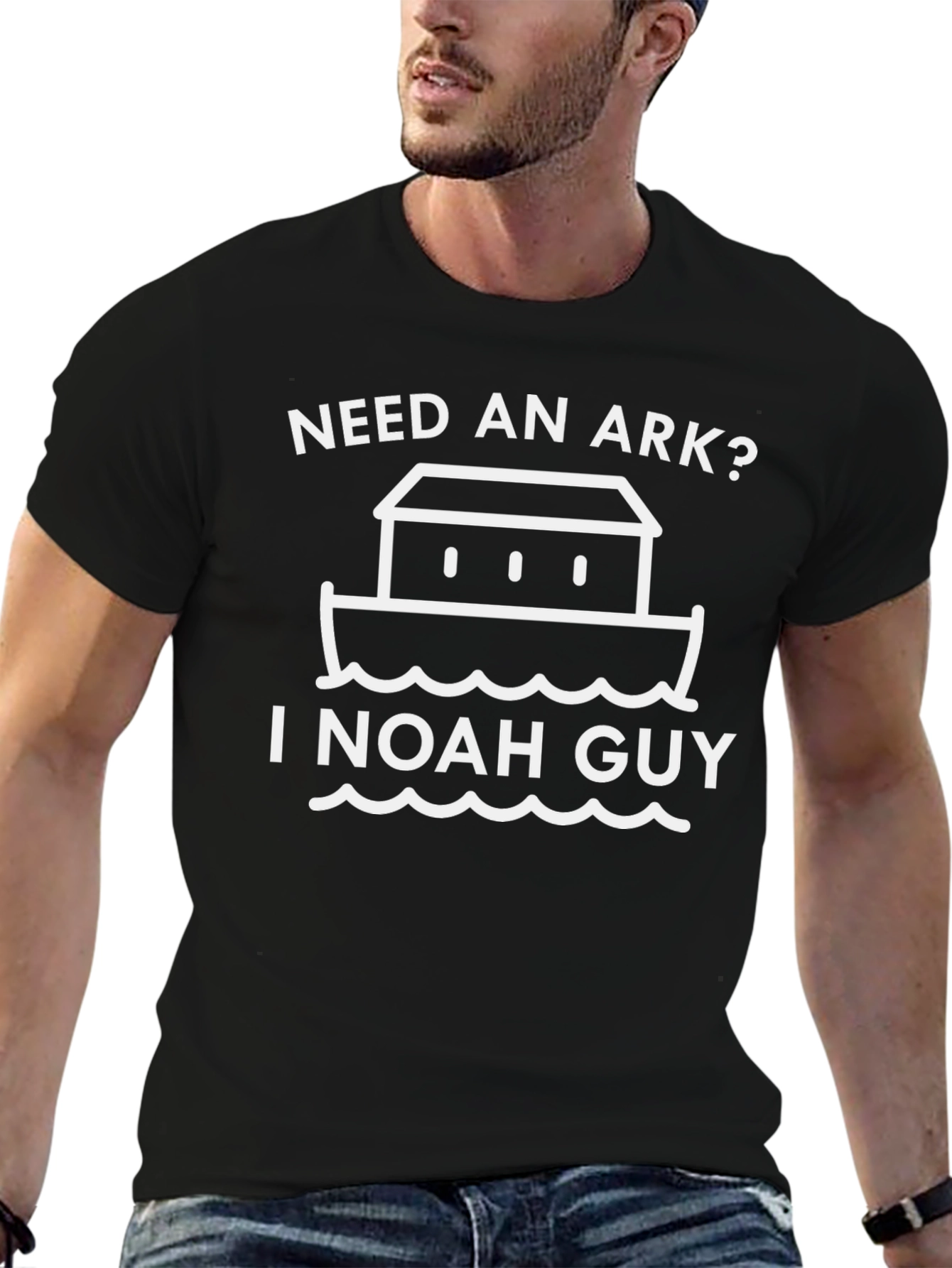 Black Need An Ark? I Noah Guy T-Shirt - Funny Graphic Tee view 6