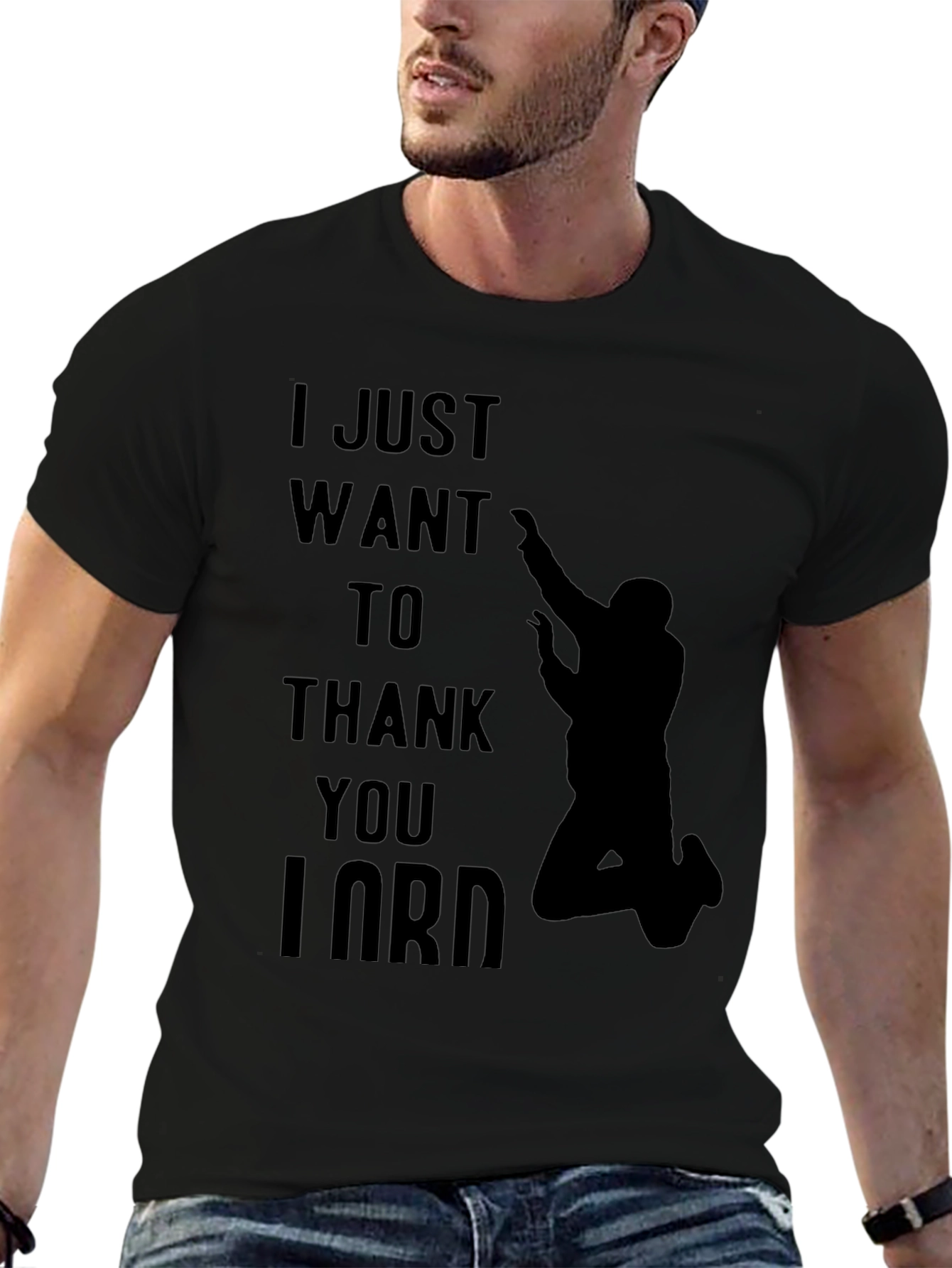 Black Thank You Lord Black Graphic T-Shirt view 6