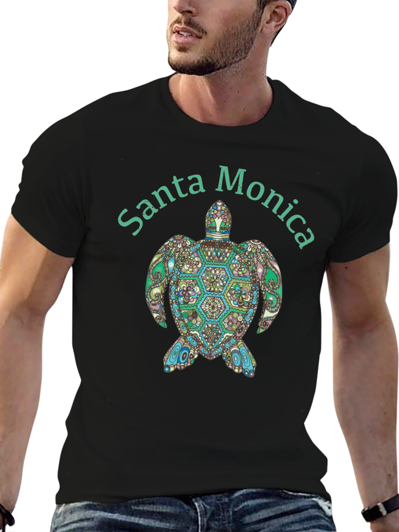 Black Santa Monica Turtle Graphic Tee - Black view 6