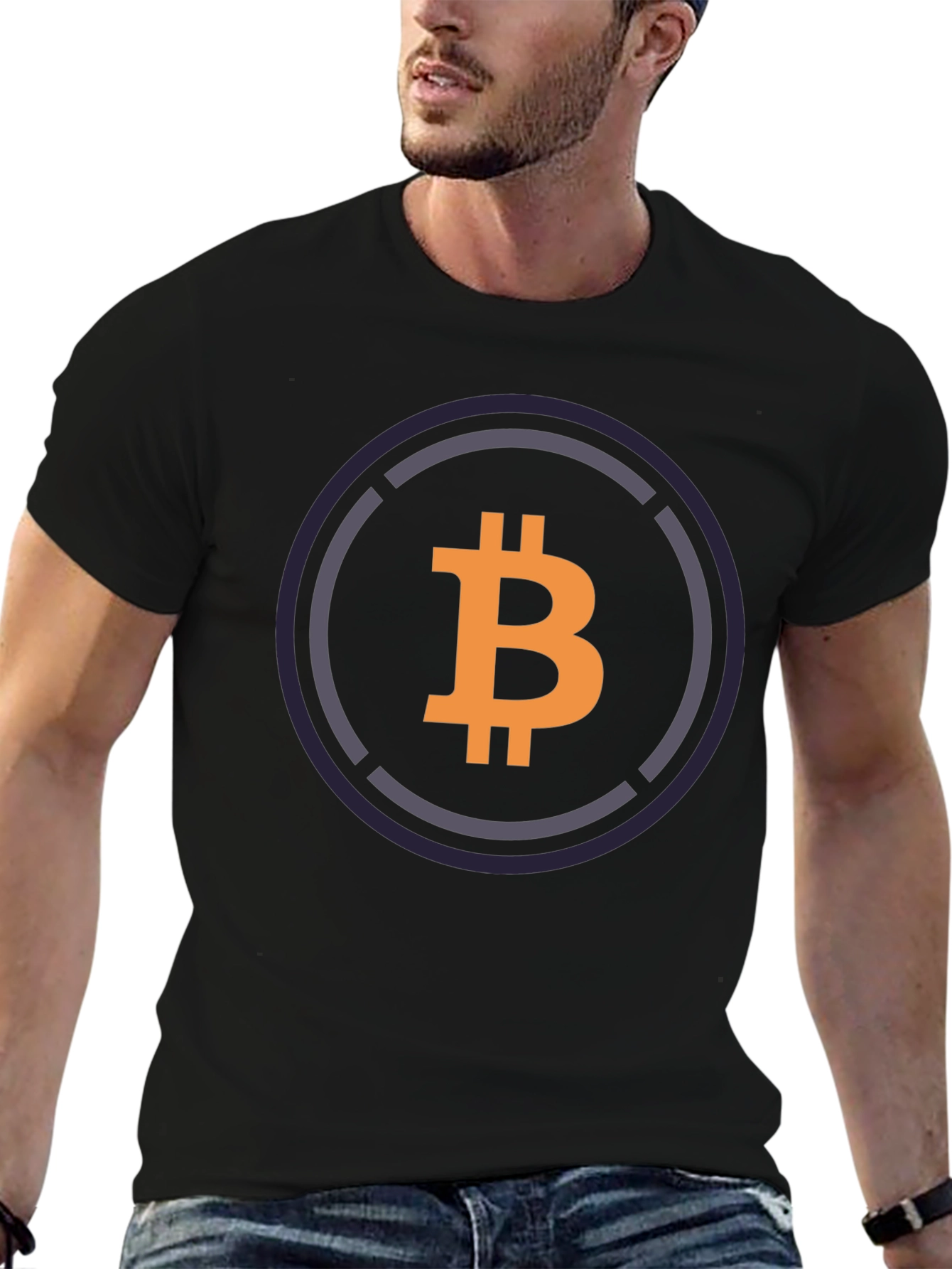 Black Bitcoin Logo Black T-Shirt - Crypto Currency Tee view 6