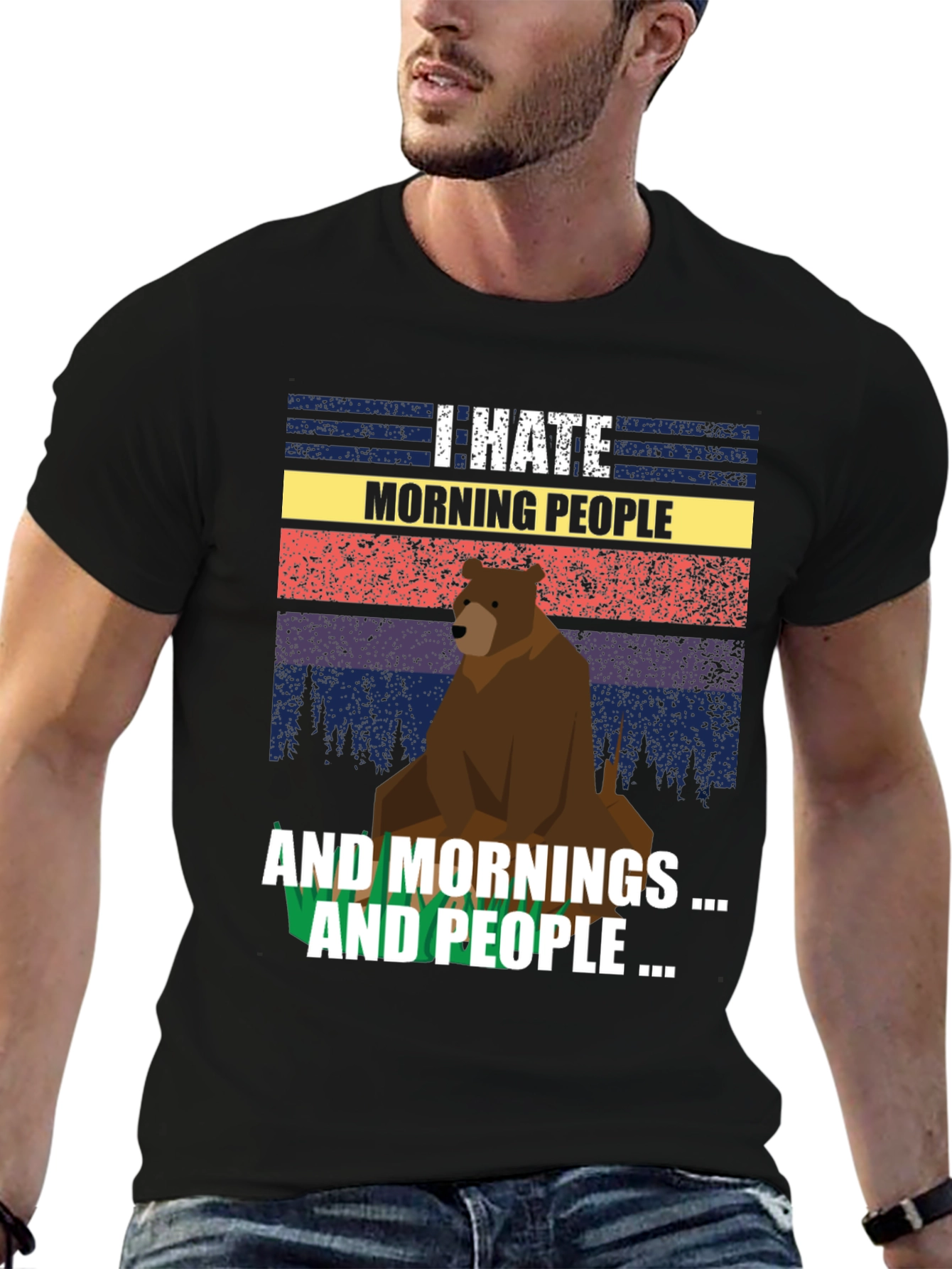 Black I Hate Morning People Graphic Tee view 6