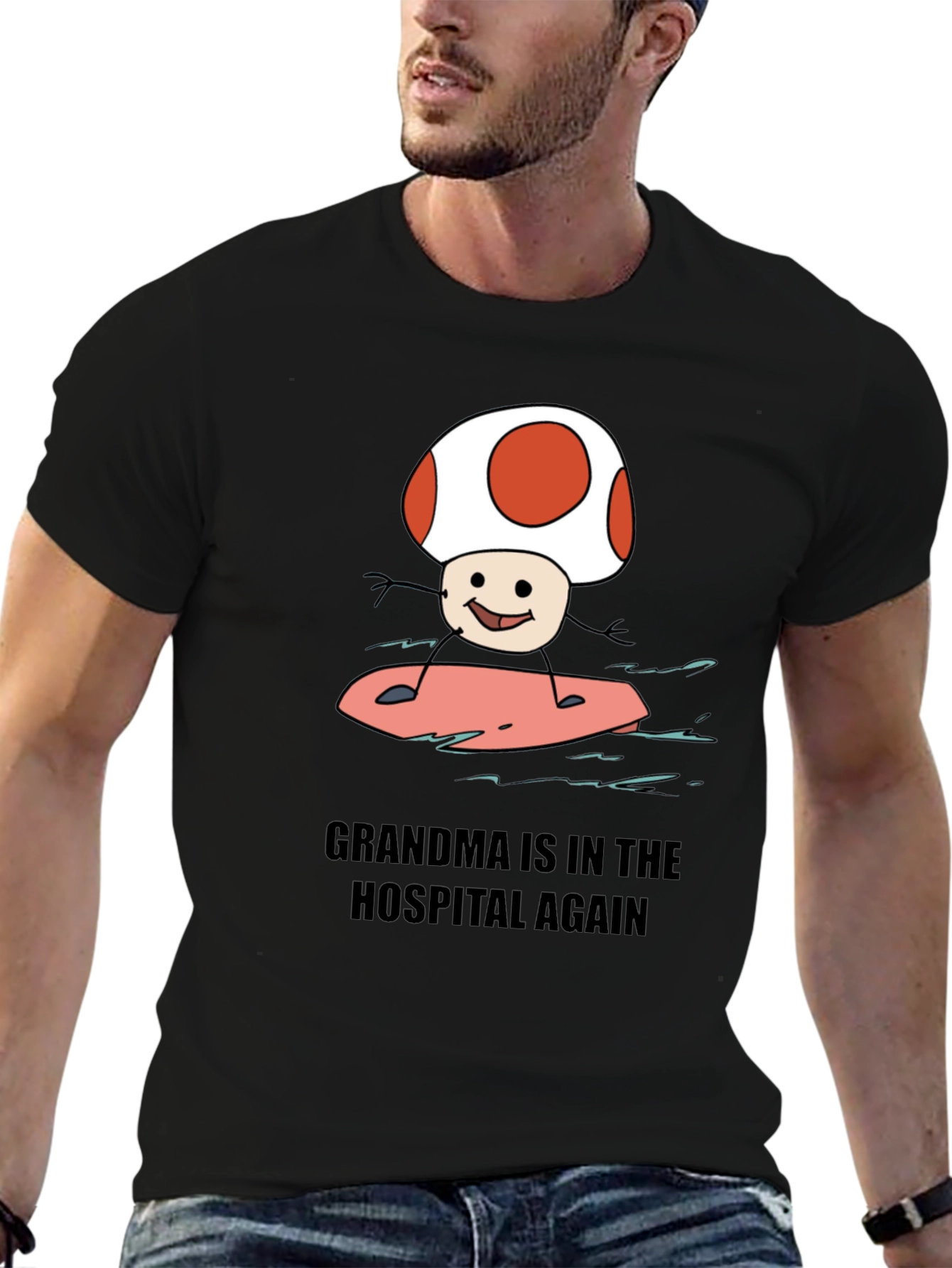 Grandma Hospital Again Funny Mushroom Surfing T-Shirt - 6