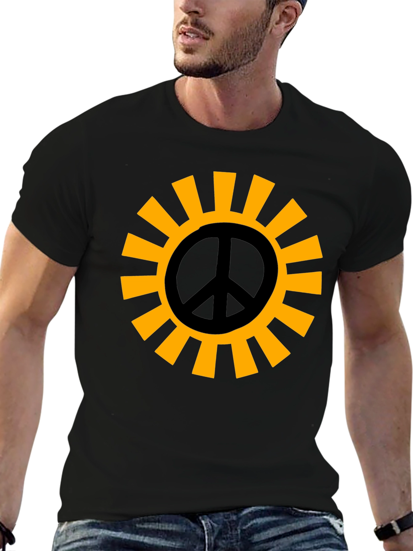 Black Peace Sun Graphic T-Shirt view 6