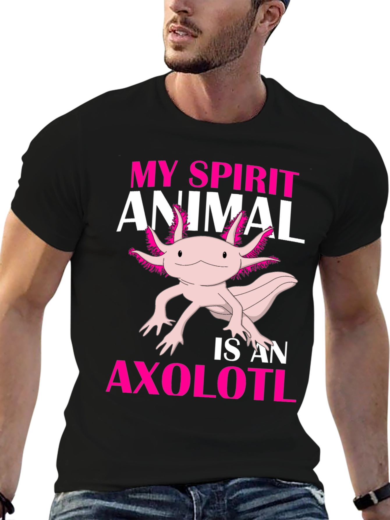 Black Axolotl Spirit Animal Graphic Tee - Black view 6