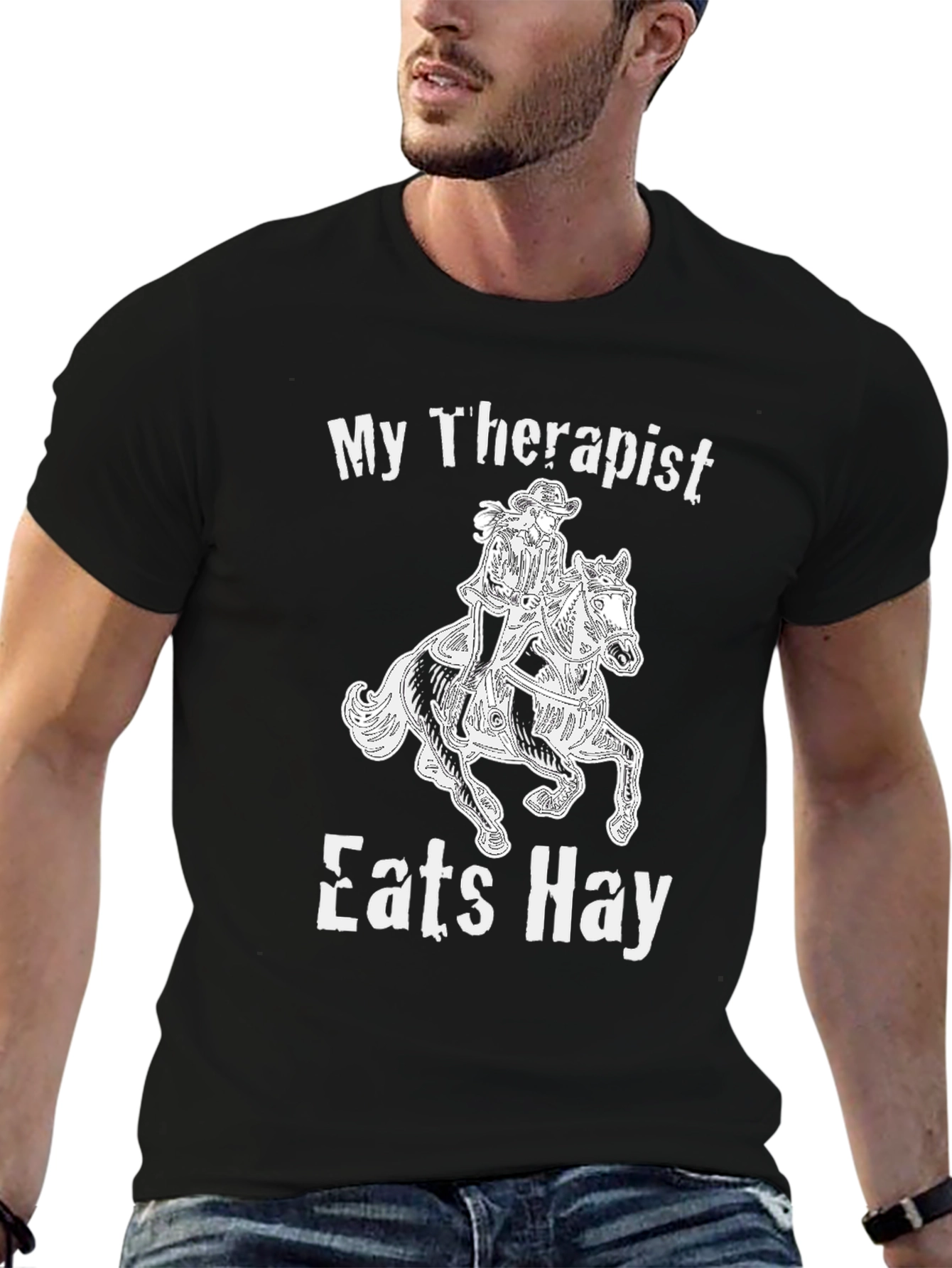 Black My Therapist Eats Hay Graphic Tee view 6