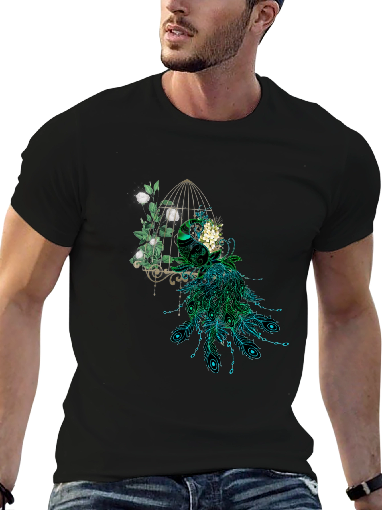 Peacock Cage Graphic T-Shirt - 6