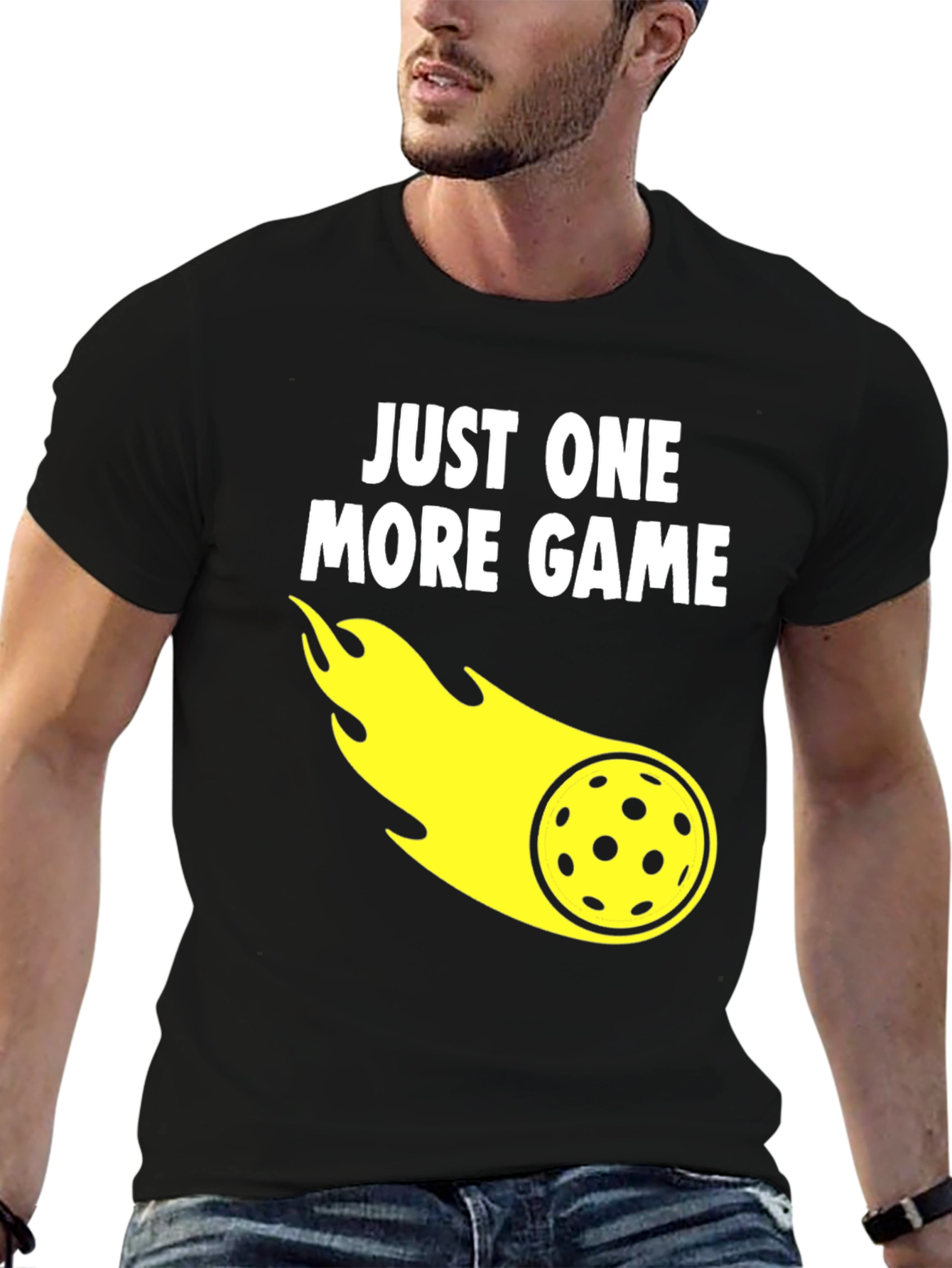 Black Just One More Game Pickleball T-Shirt view 6