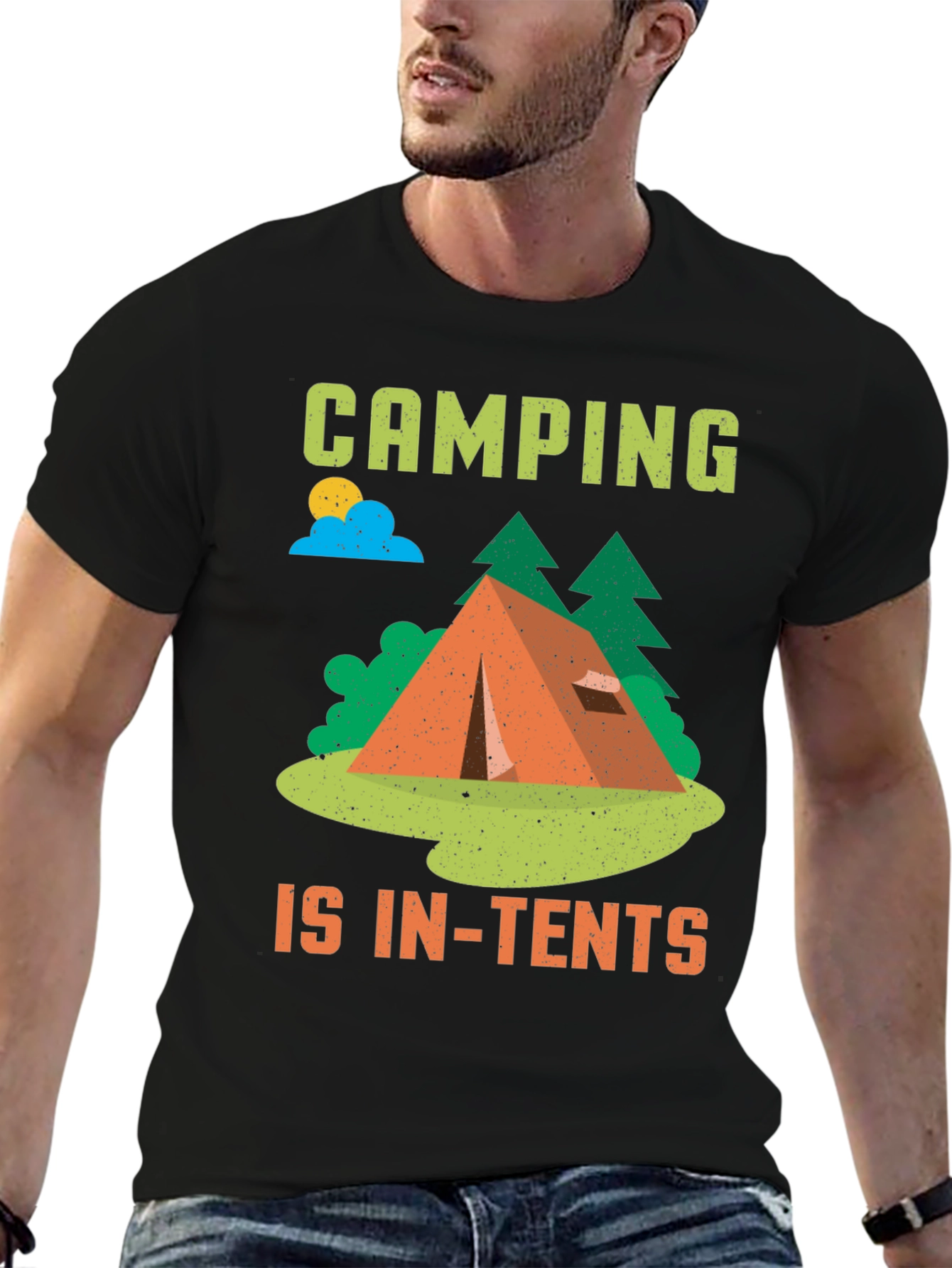 Black Camping is In-Tents Black T-Shirt view 6