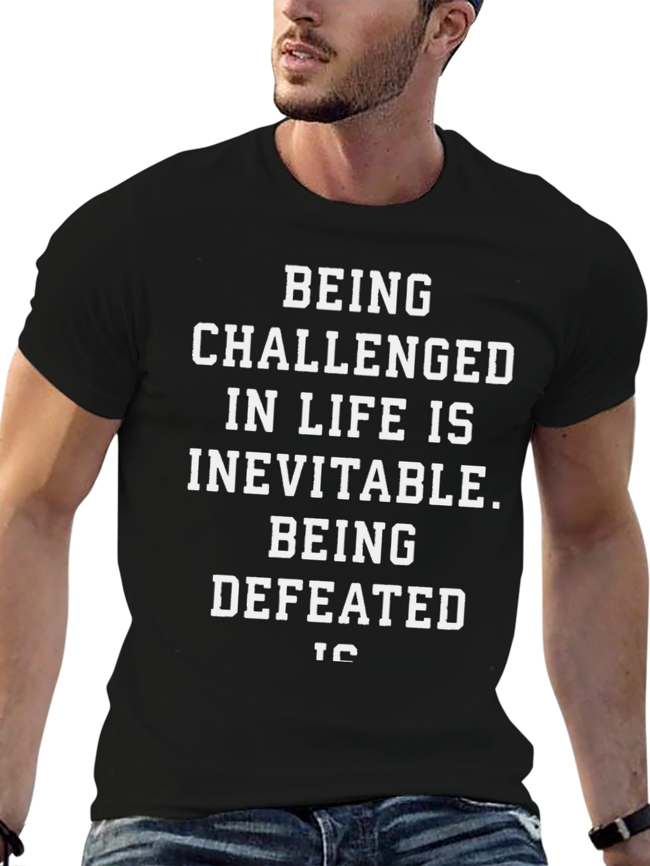 Black Inspirational "Being Challenged" Graphic Tee view 6