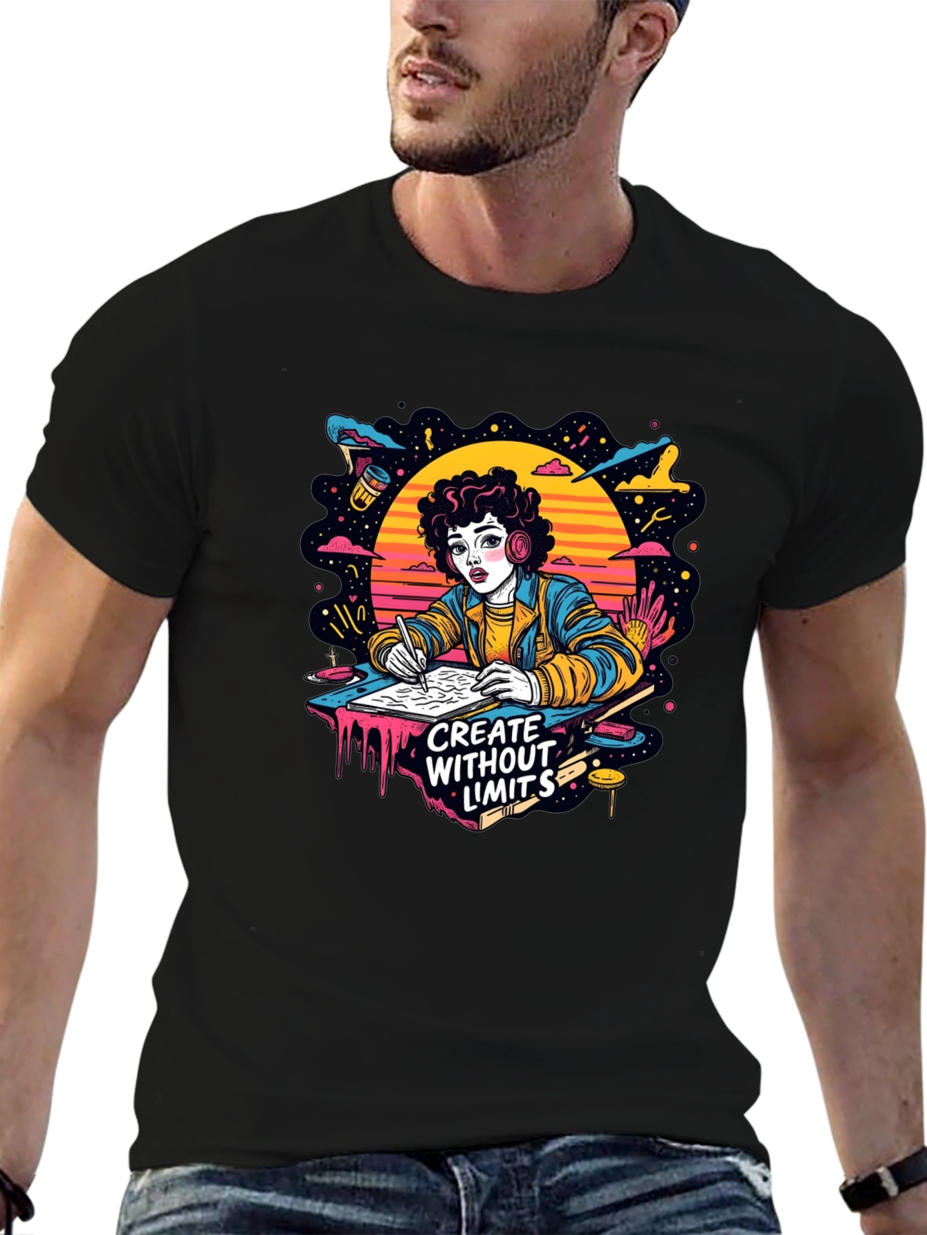 Black Creative Spirit Graphic T-Shirt - Unisex view 6