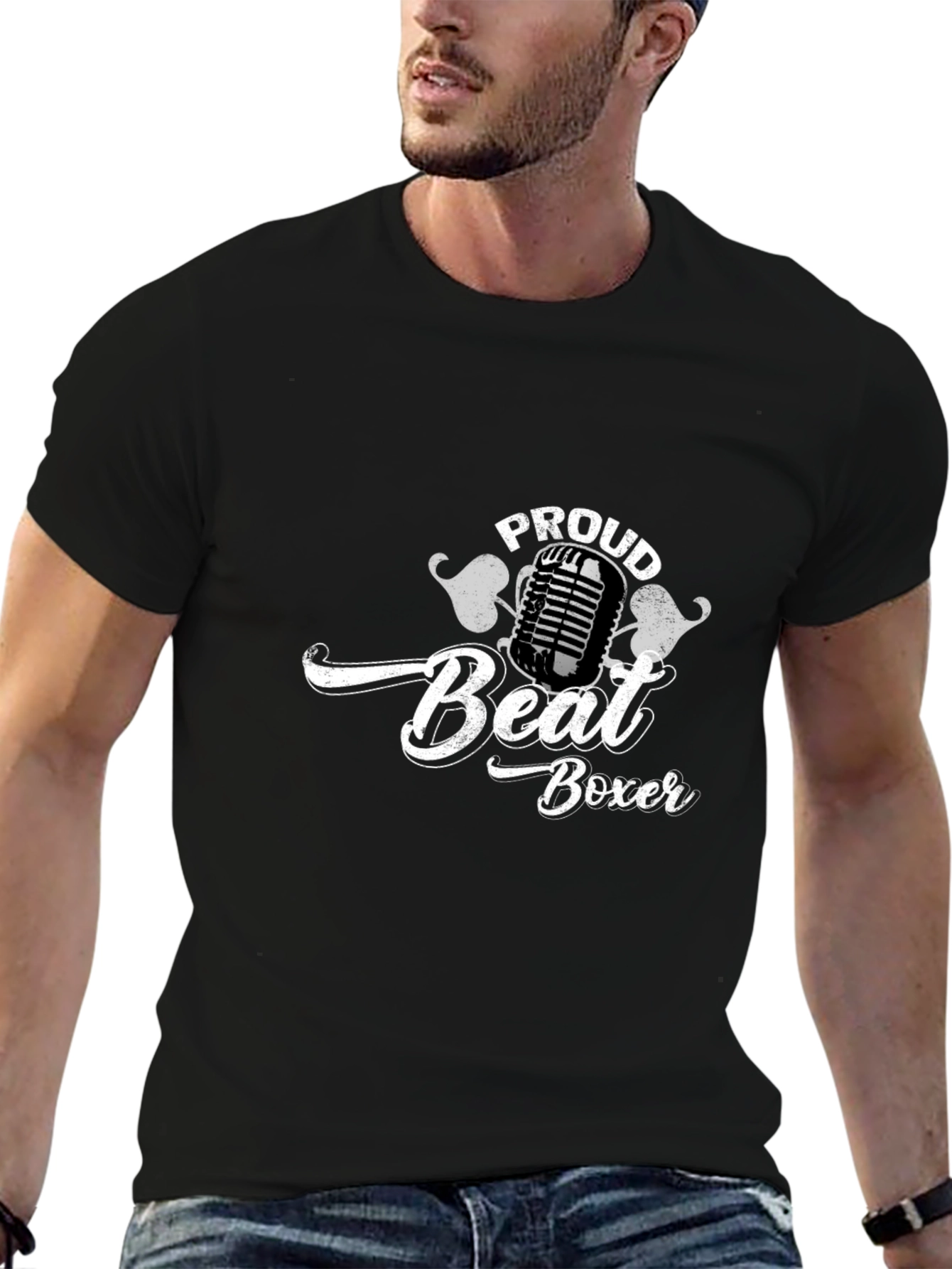 Black Proud Beat Boxer Black T-Shirt - Music Lover Tee view 6