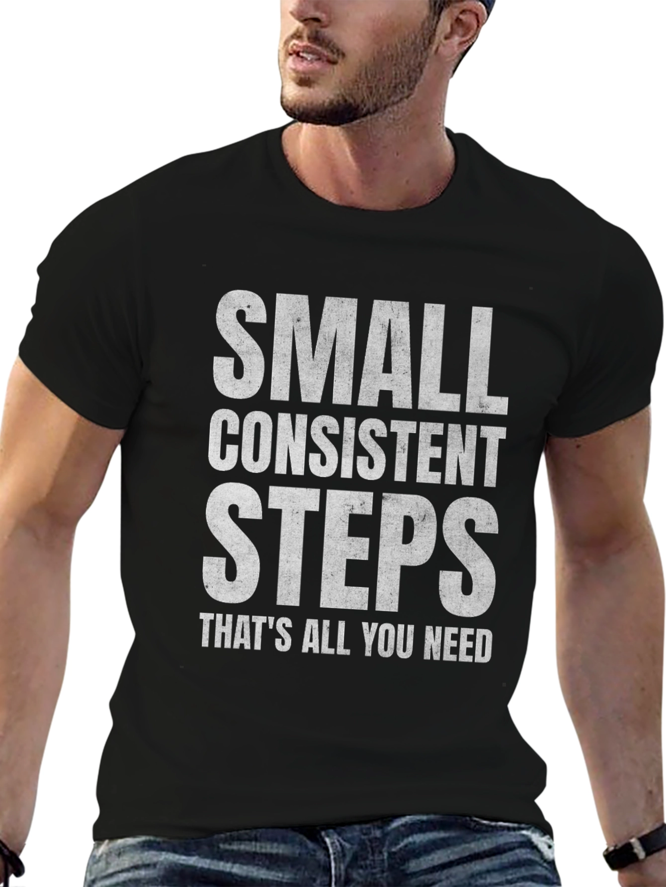 Black Small Consistent Steps Graphic Tee view 6