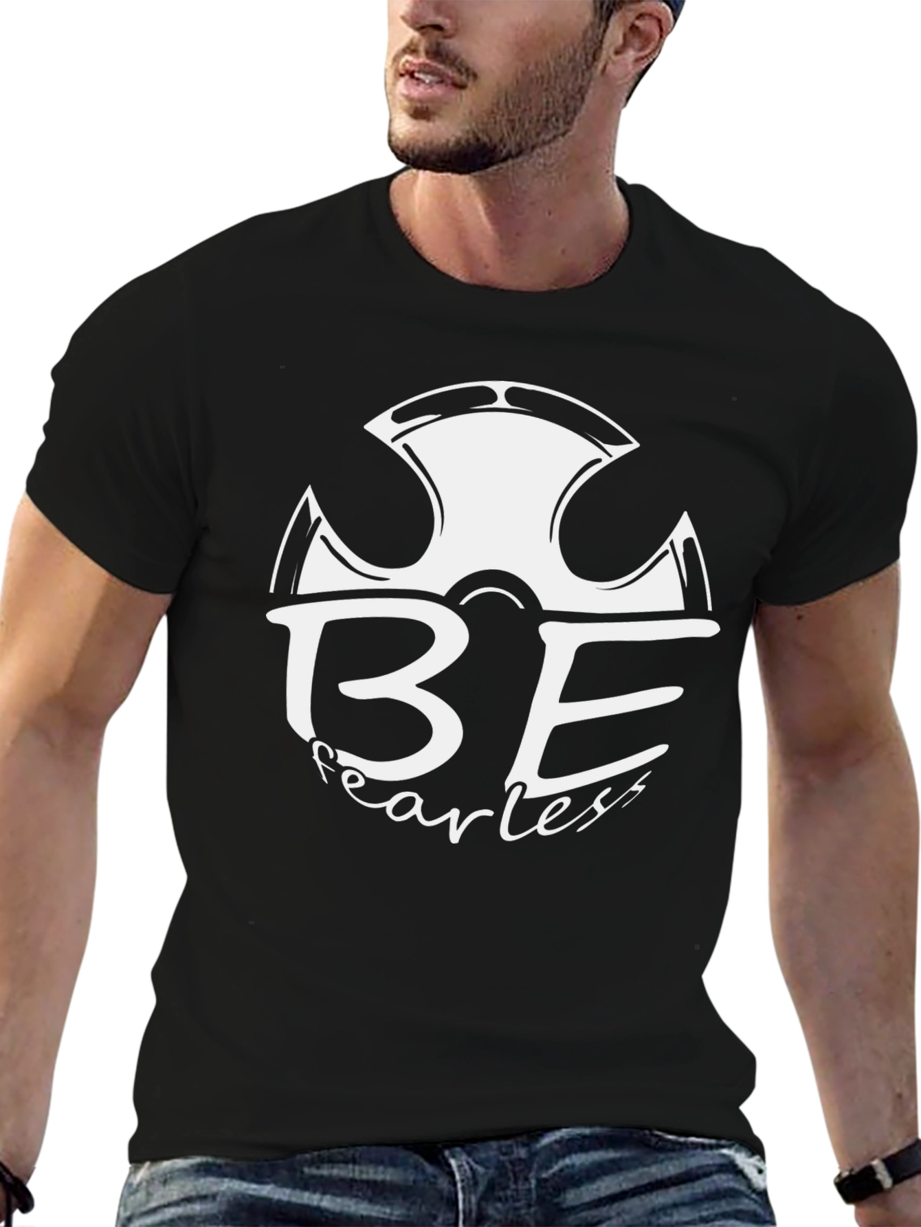 Black Be Fearless Graphic T-Shirt - Classic Black Tee view 6