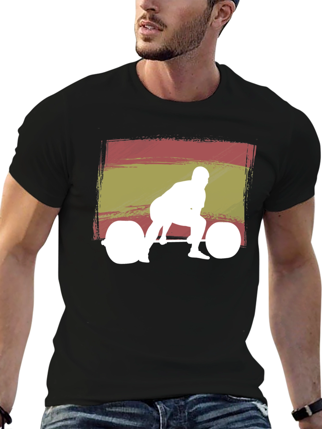 Black Spanish Flag Weightlifter Graphic Tee view 6