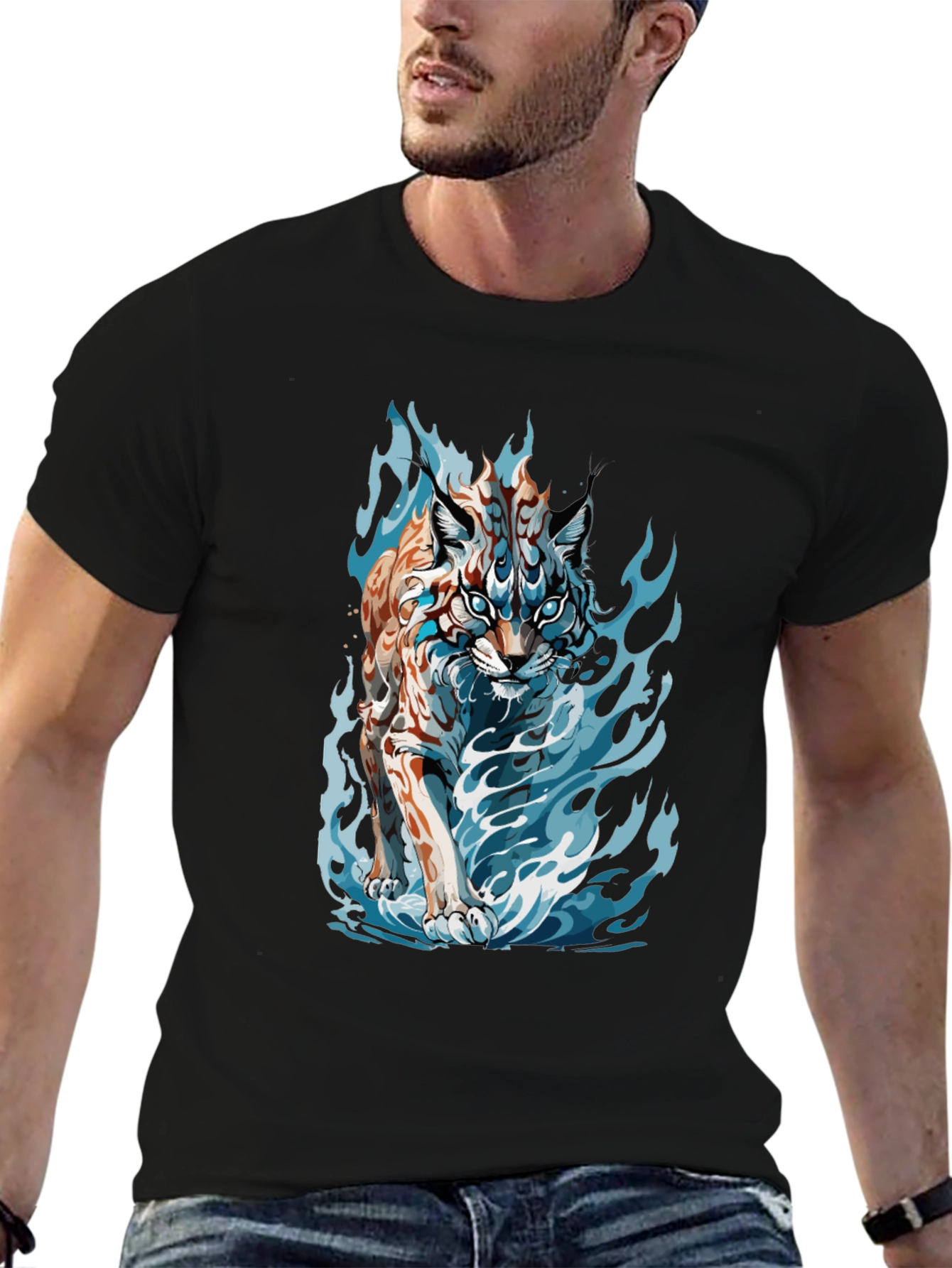 Black Tiger Fire Graphic Black Tee view 6