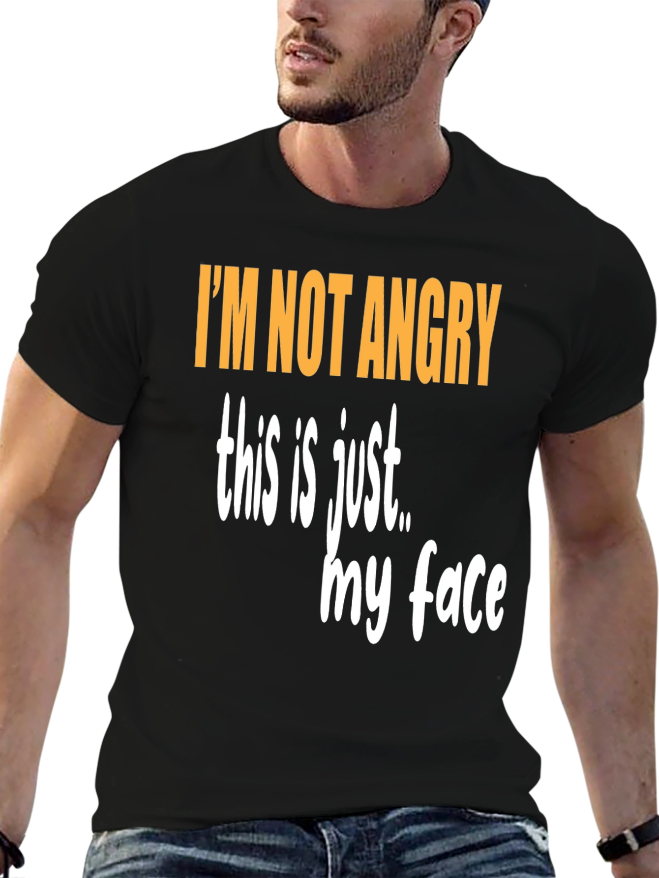 Black Funny Graphic T-Shirt - I'm Not Angry view 6