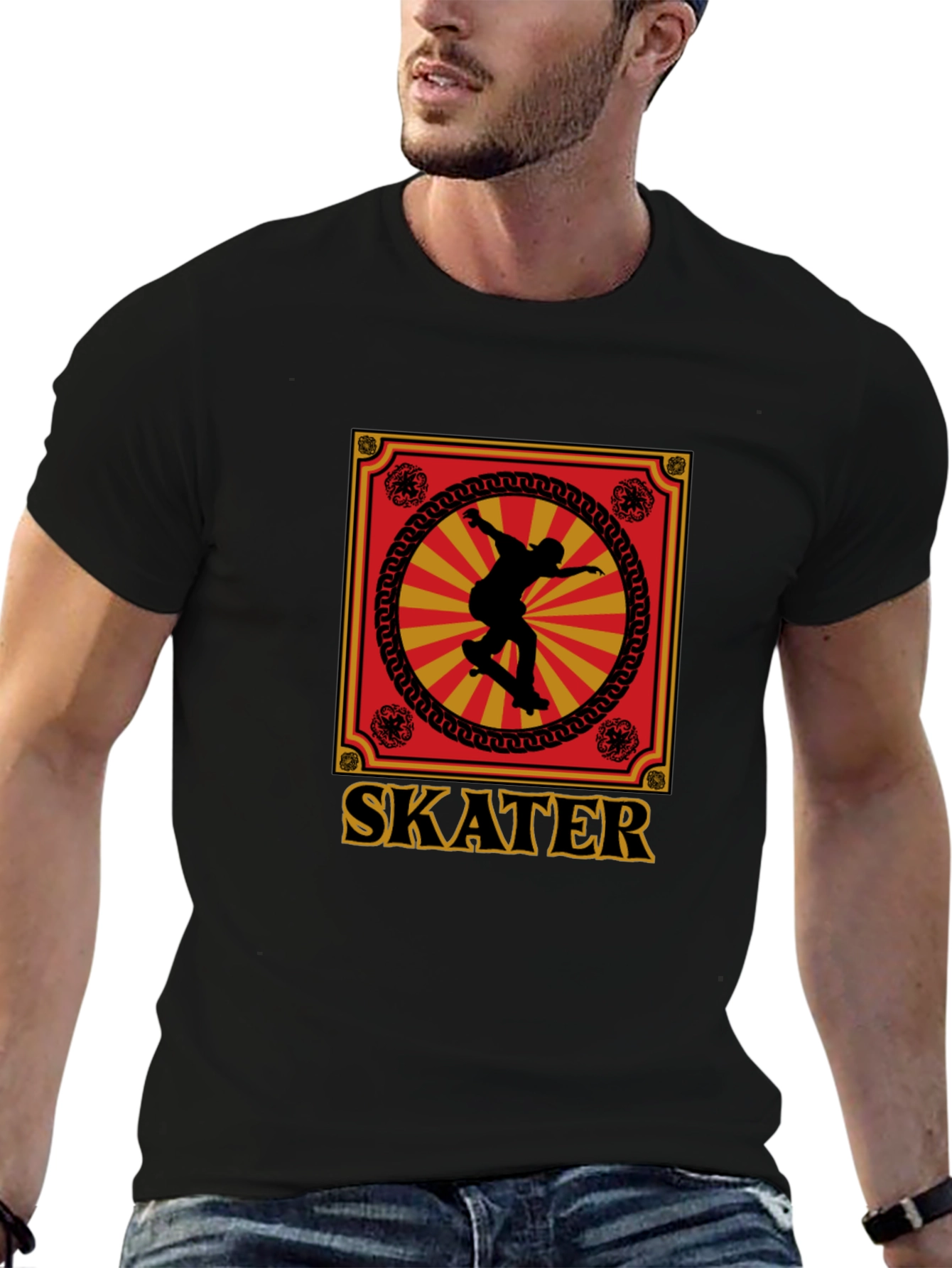 Black Skater Graphic Tee - Retro Design, Soft Cotton view 6