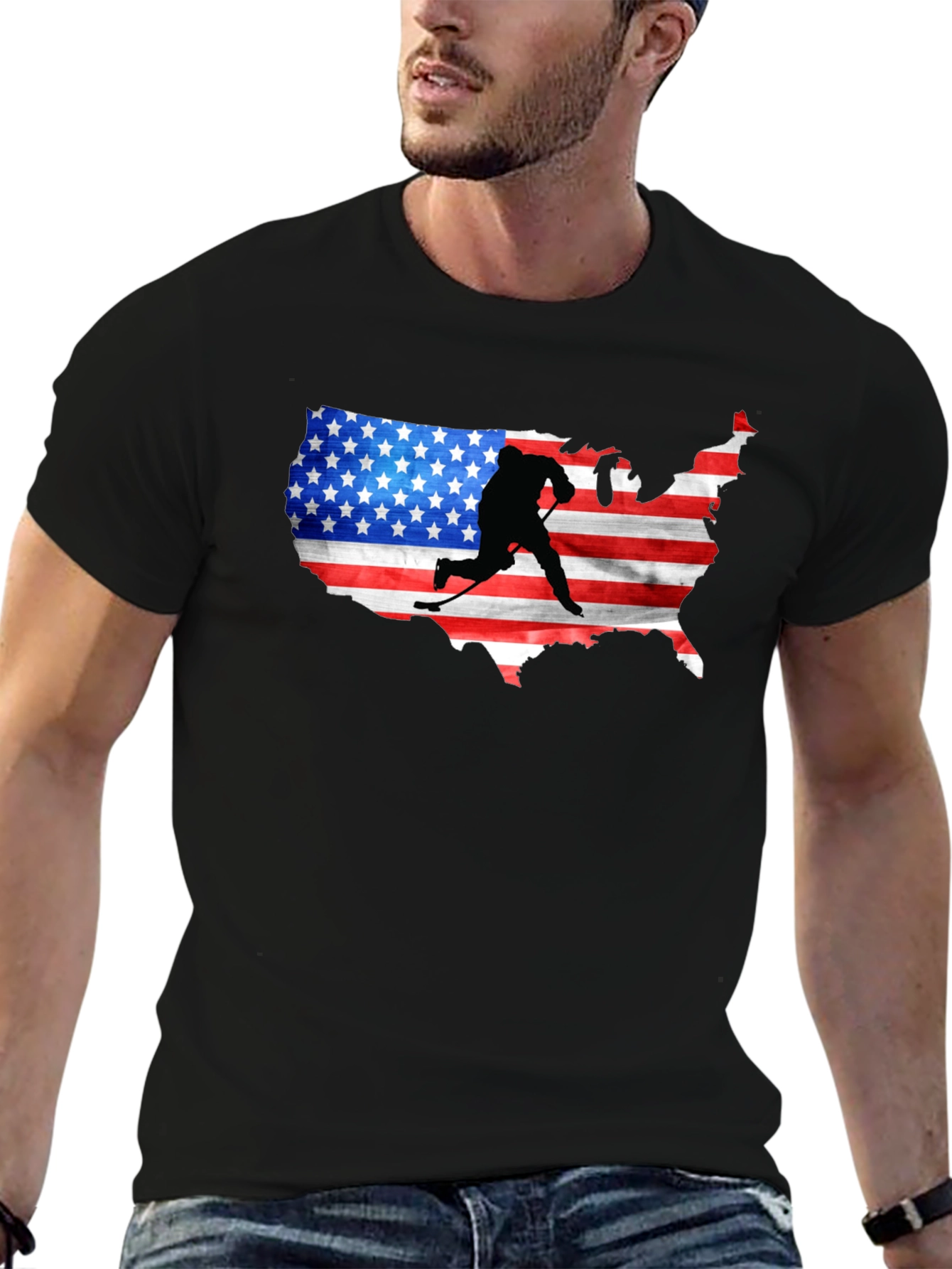 Black USA Hockey Silhouette Tee view 6