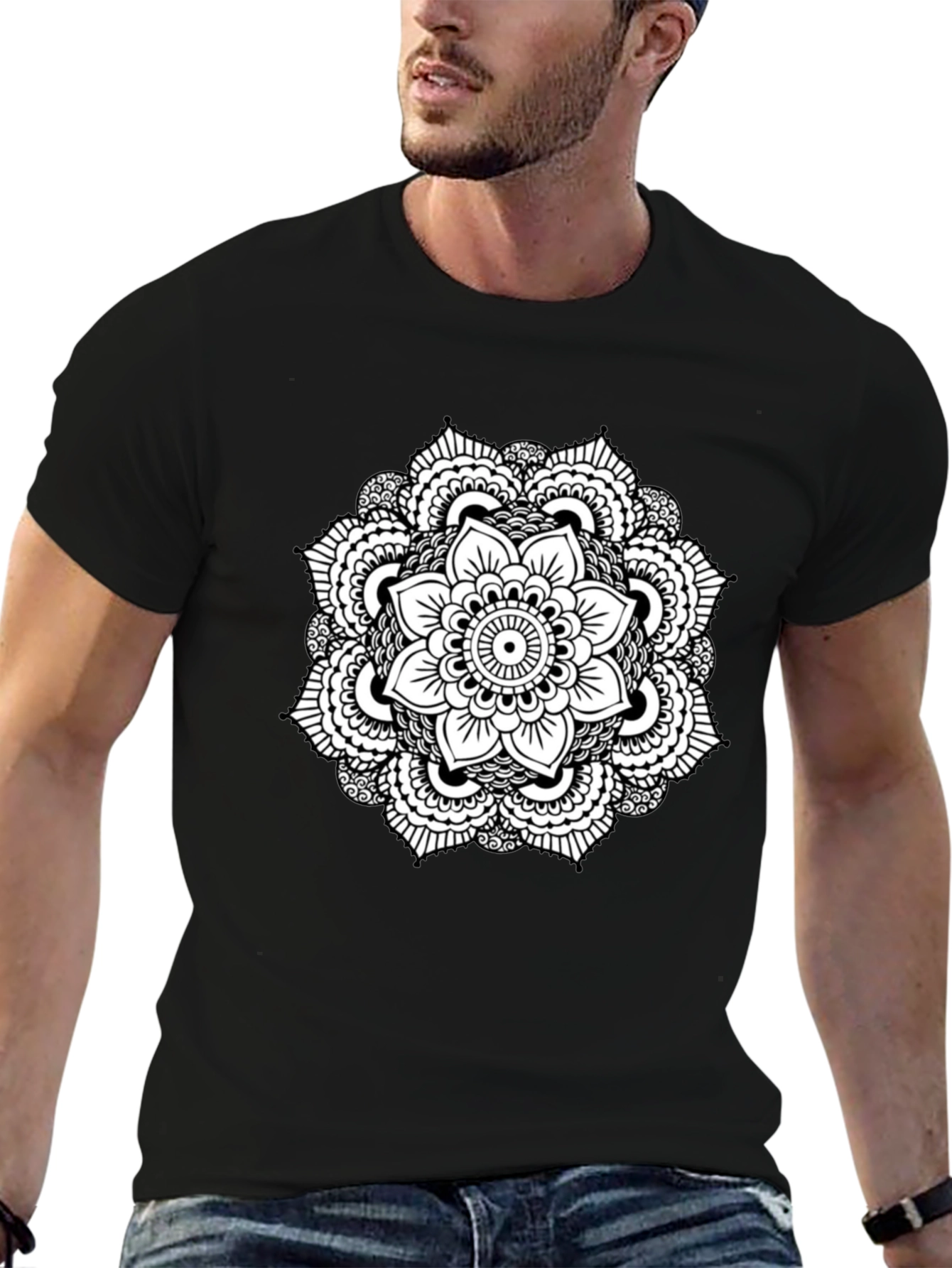 Black Black Mandala Graphic Tee view 6