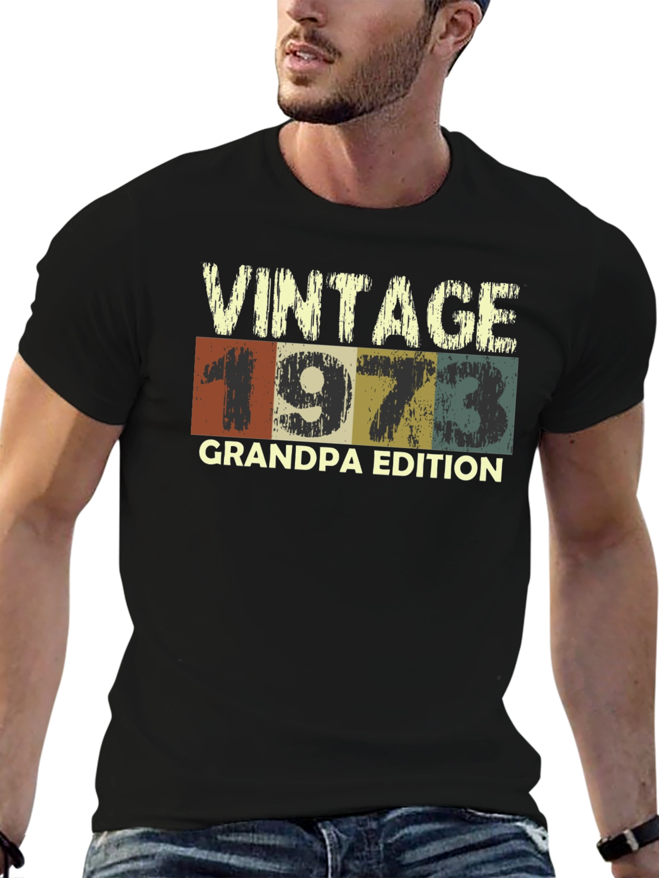 Black Vintage 1973 Grandpa Edition Graphic T-Shirt view 6