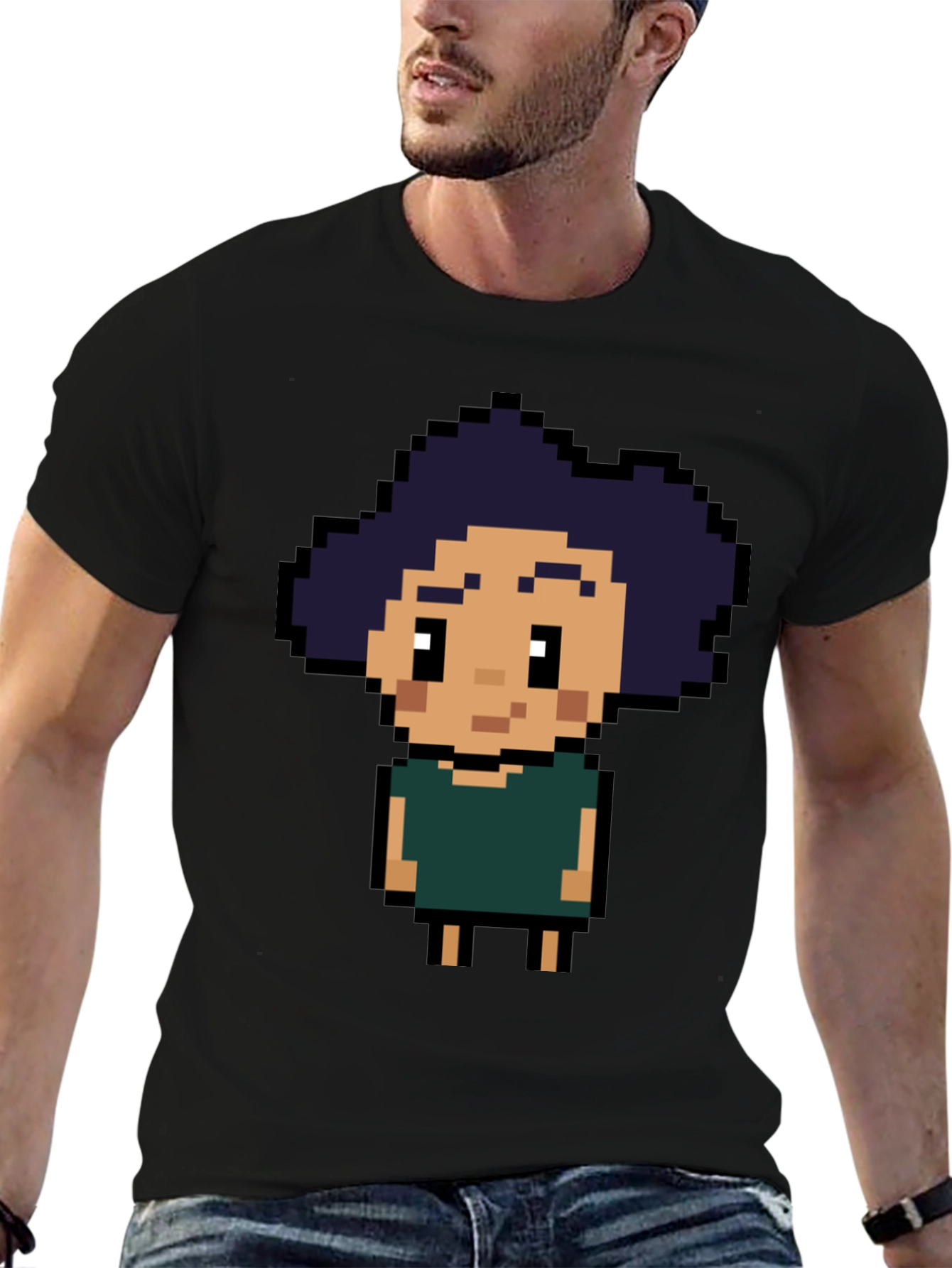 Black Pixel Art T-Shirt - Retro Gaming Style view 6