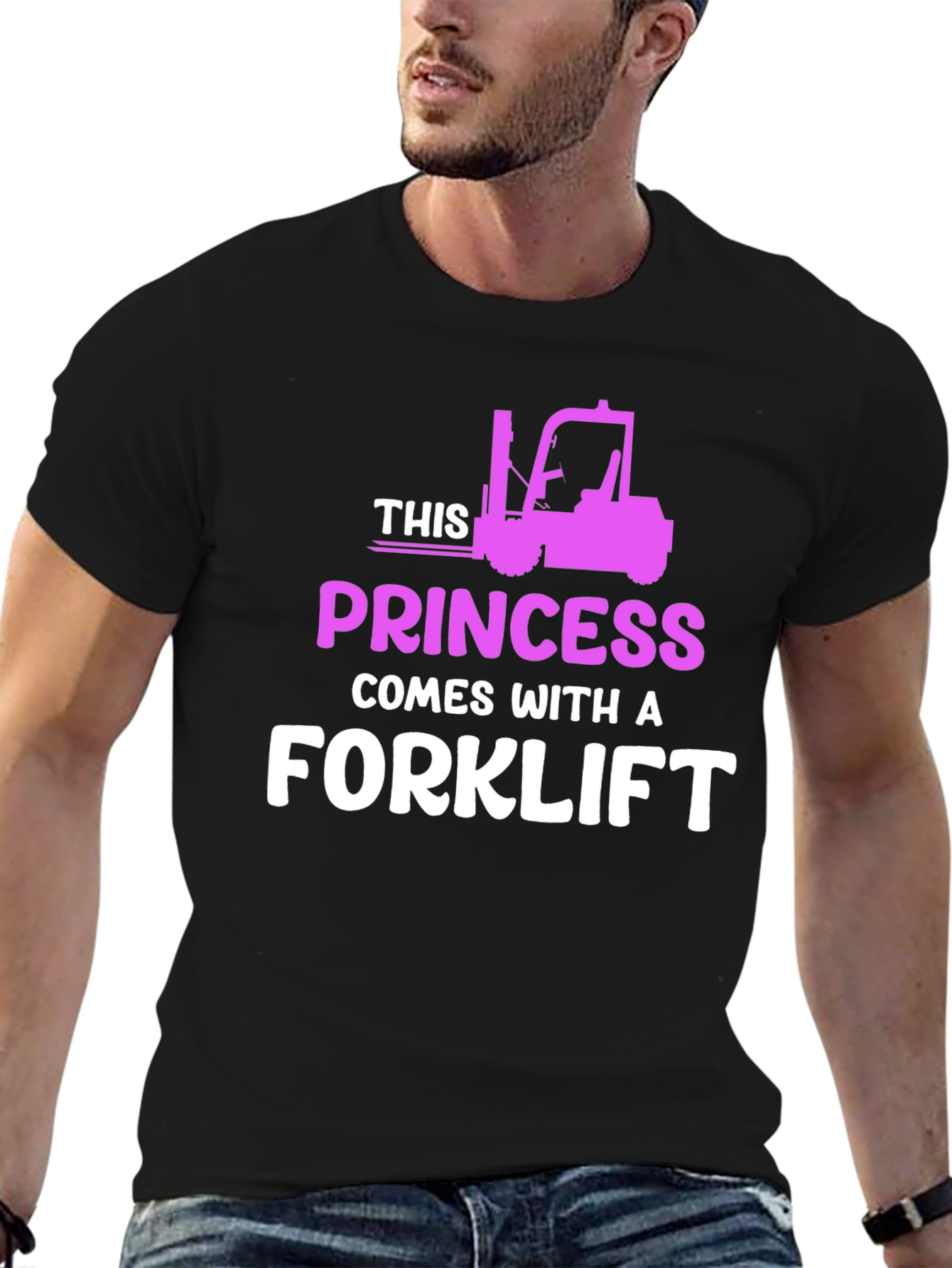 Black Princess Forklift T-Shirt - Funny Women's Workwear view 6