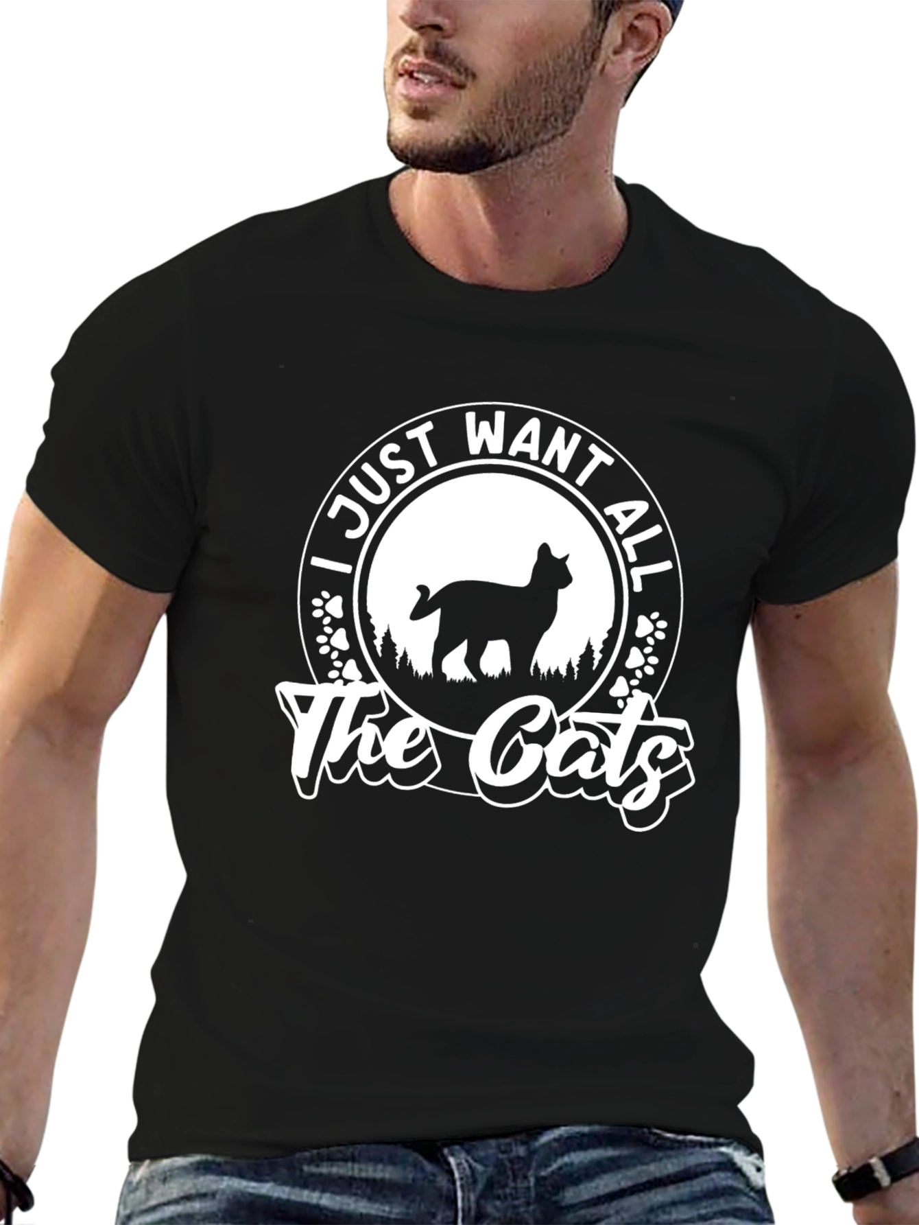 Black I Just Want All The Cats Graphic Tee view 6