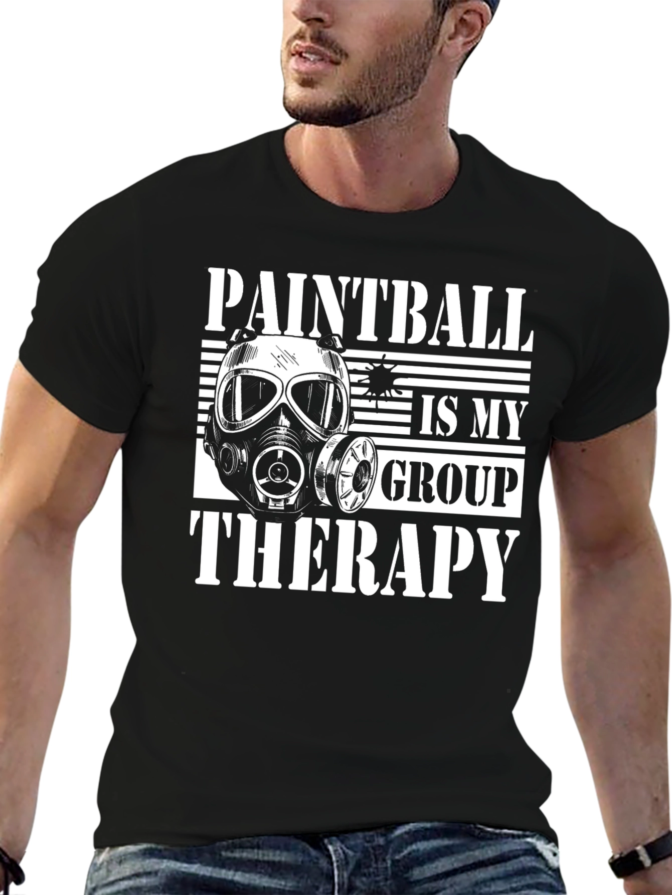 Black Paintball Therapy Graphic Tee - Black Cotton T-Shirt view 6