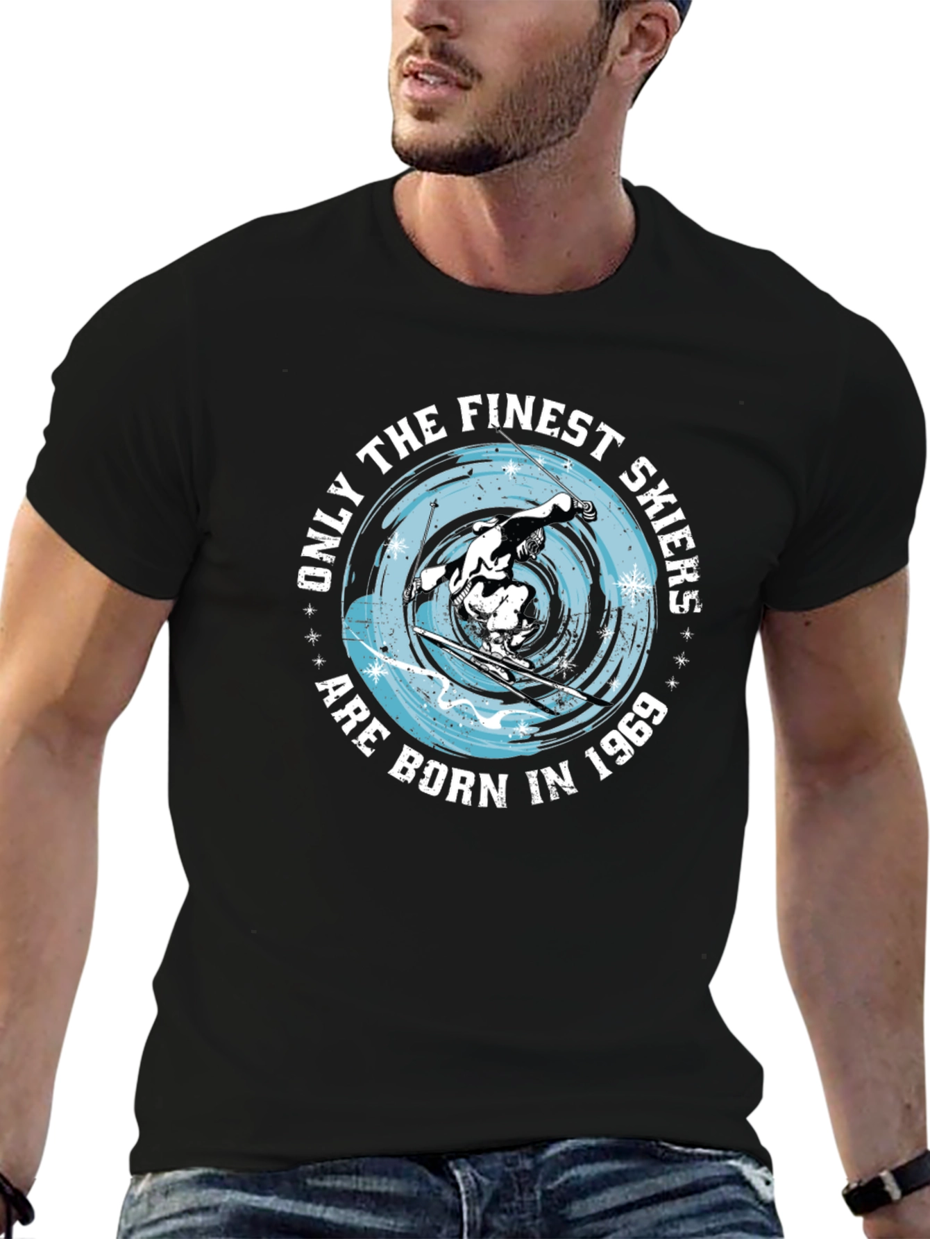 Black Finest Skiers Born in 1969 T-Shirt view 6
