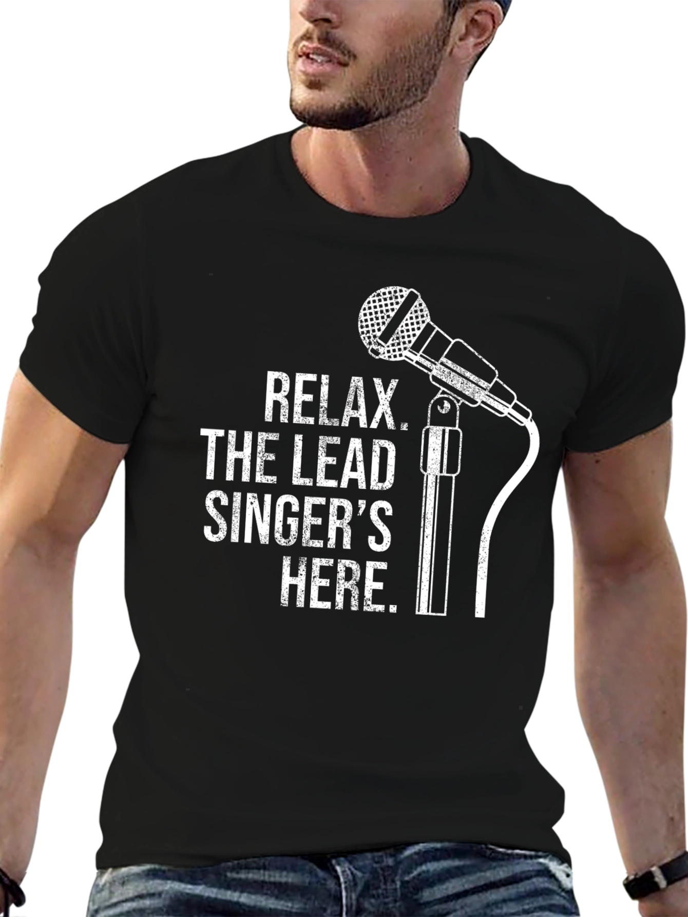 Black Relax Lead Singer Here Black T-Shirt view 6