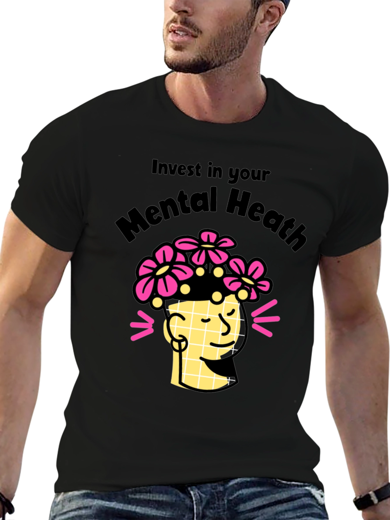 Black Invest in Your Mental Health T-Shirt view 6