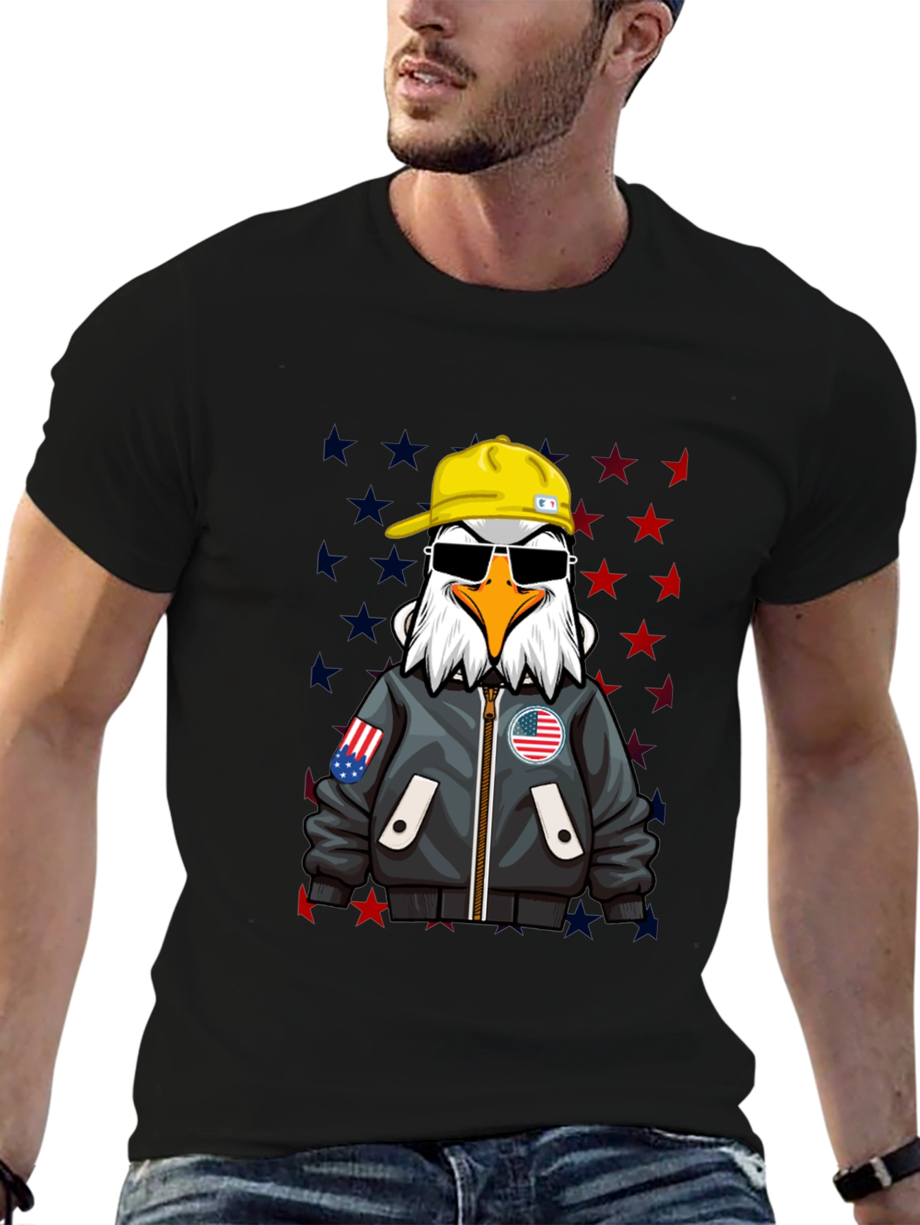Black American Eagle Graphic Tee - Cool Patriotic Design view 6
