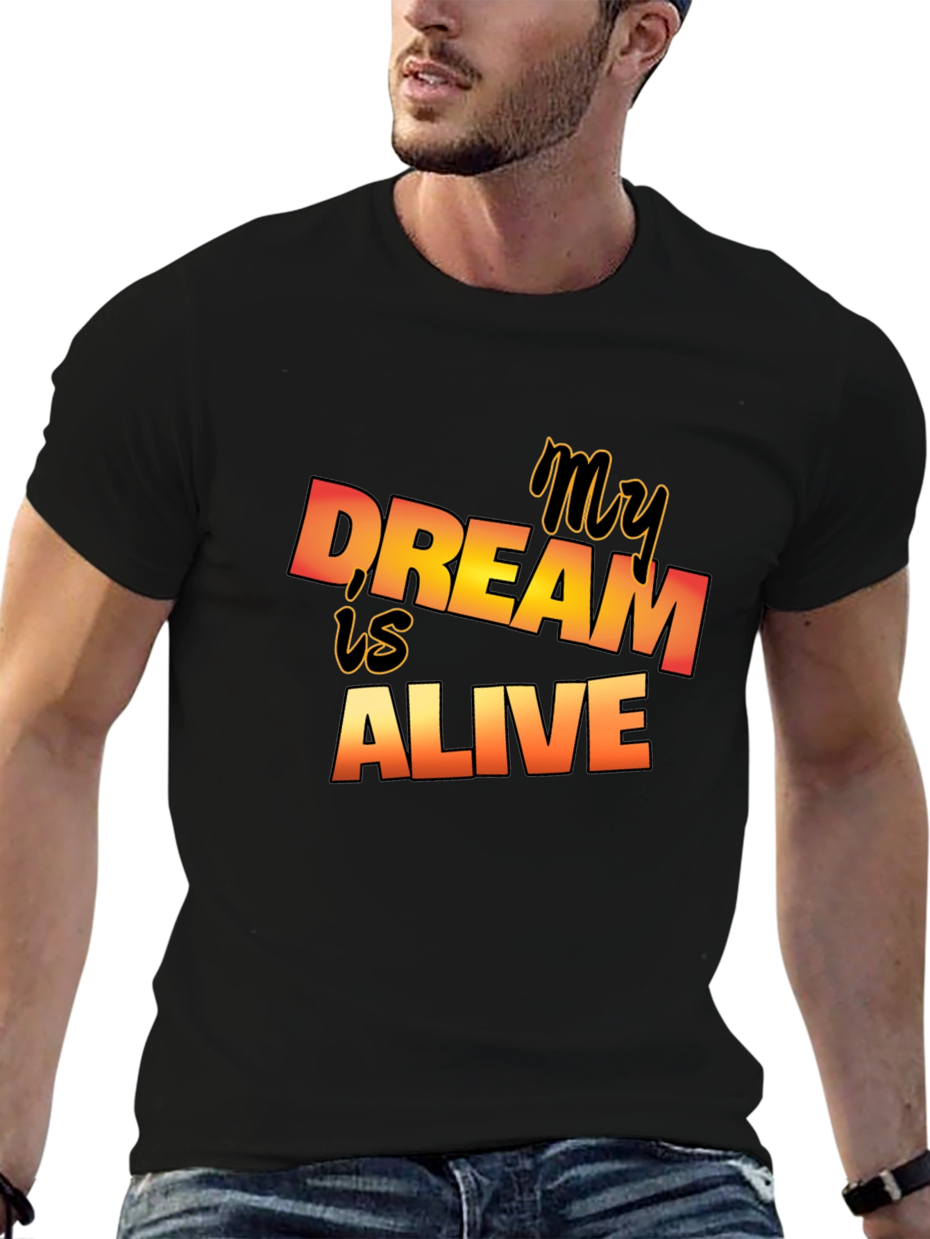 Black My Dream is Alive Graphic Tee - Stylish Black T-Shirt view 6