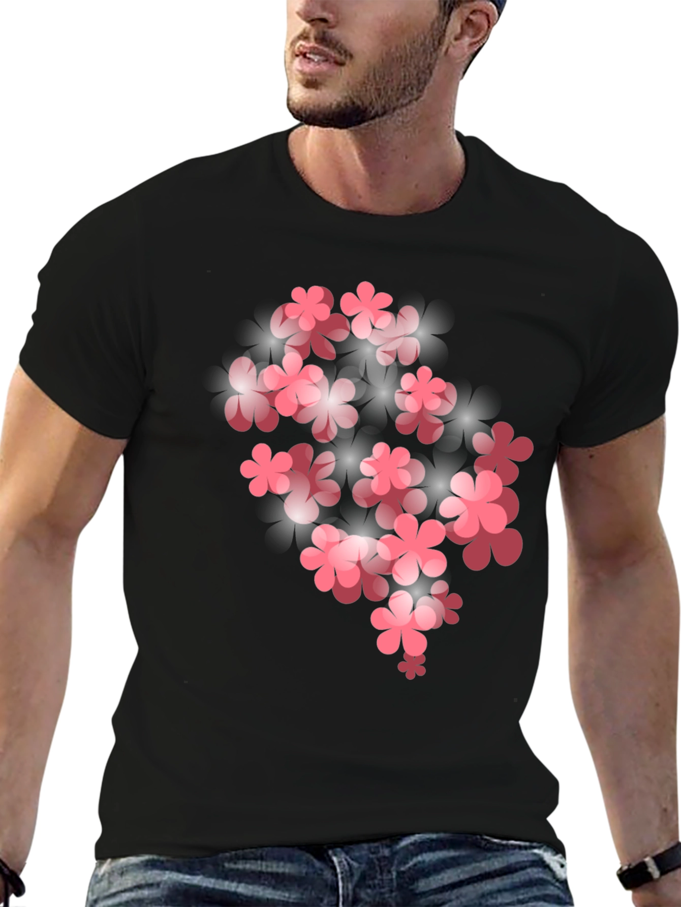 Black Floral Bloom Graphic T-Shirt - Black view 6