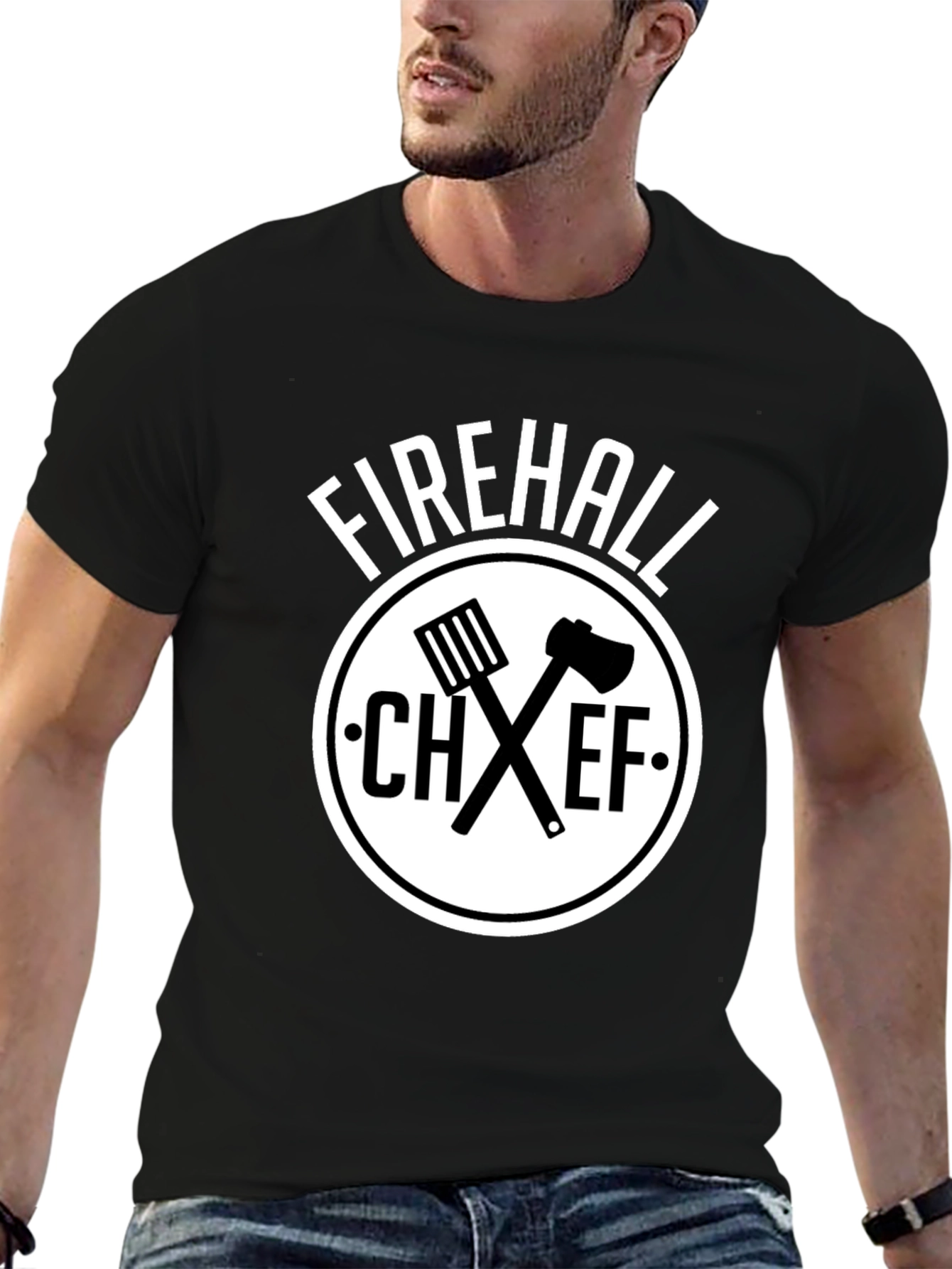 Black Firehall Chef BBQ T-Shirt - Grill Master Apparel view 6