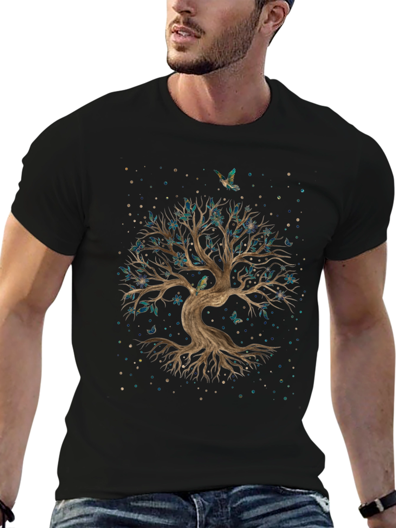 Black Enchanted Tree Graphic Tee - Nature Inspired Design view 6
