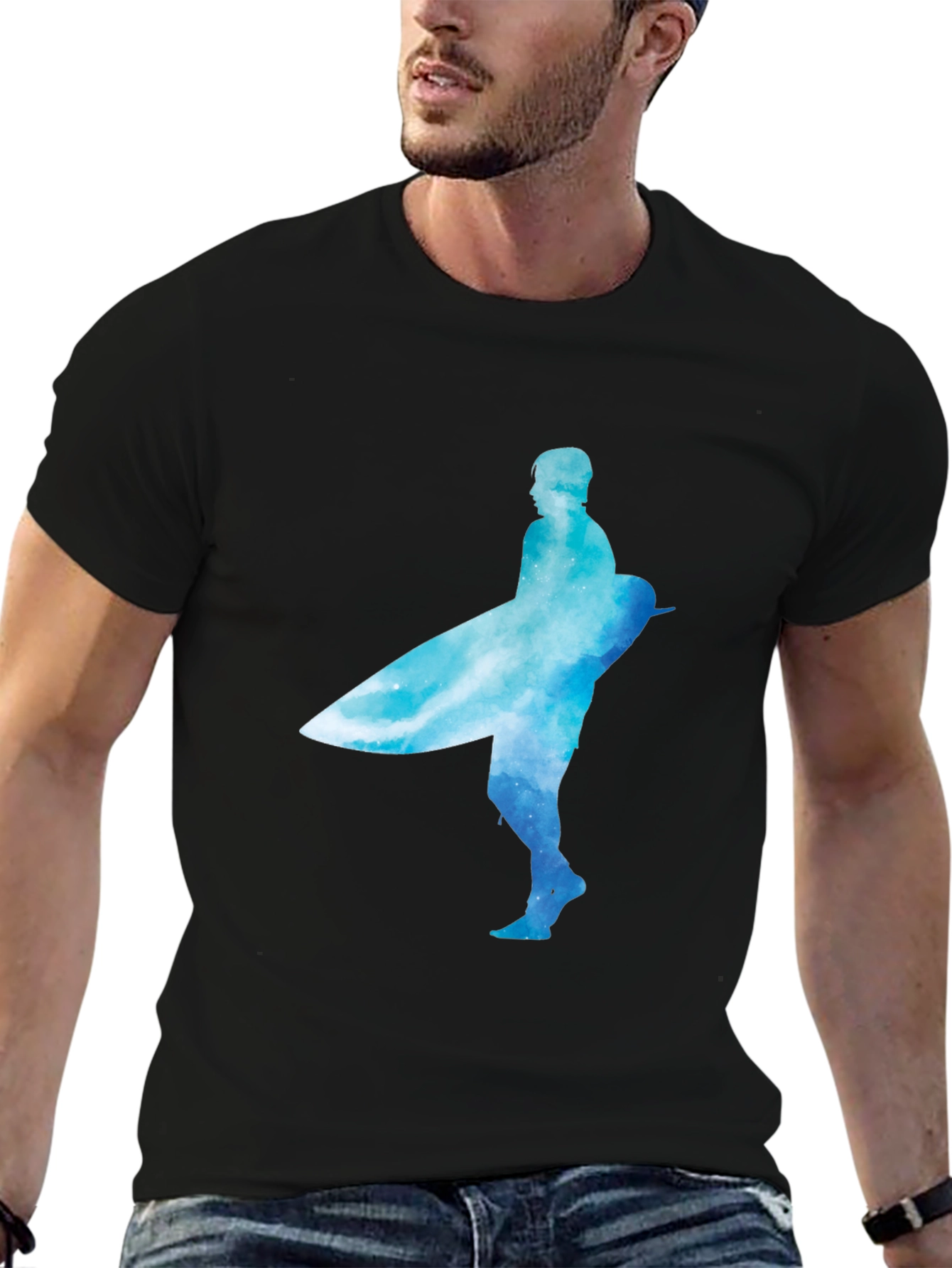 Black Surfer Graphic Tee - Black Cotton Blend view 6