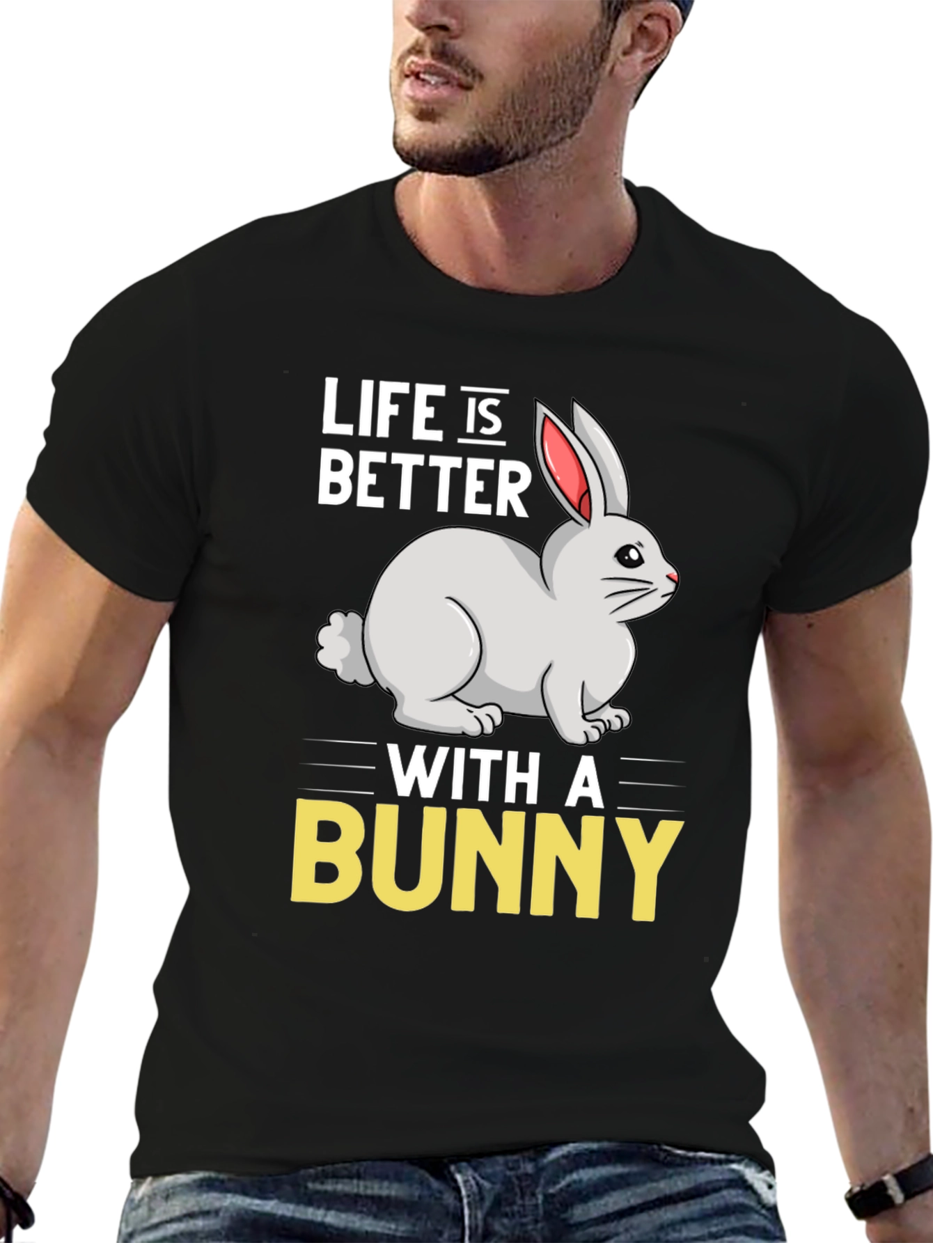 Black Life is Better with a Bunny Graphic T-Shirt view 6
