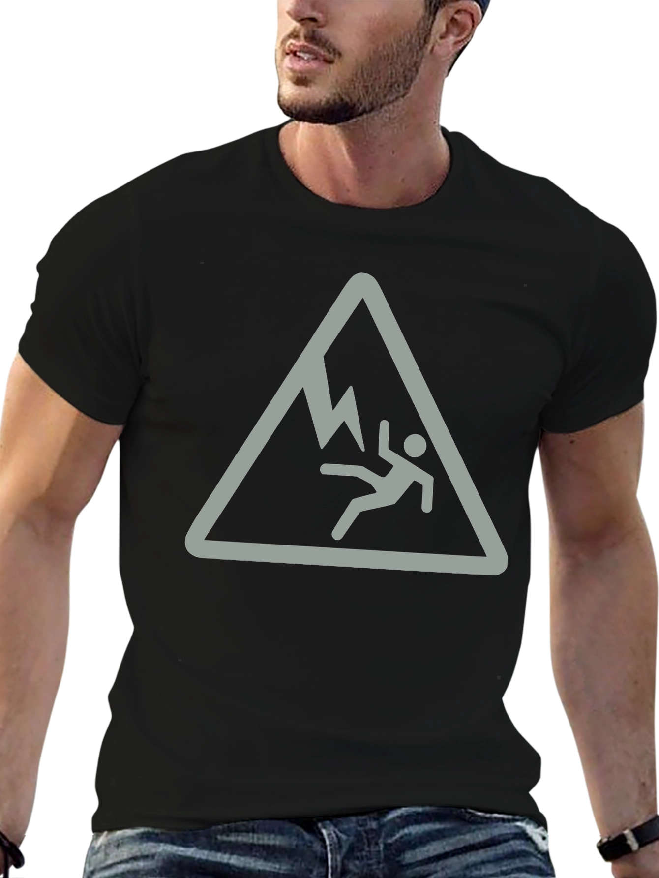 Black Falling Man Mountain Hazard Black T-Shirt view 6