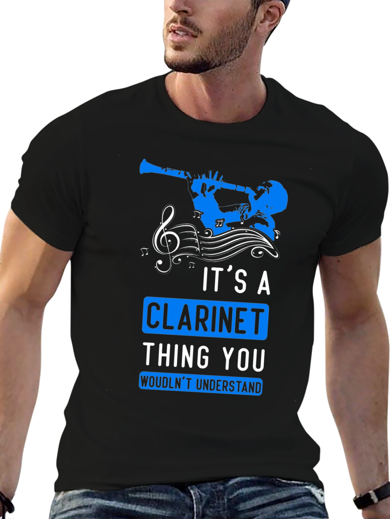 Black Clarinet Lover T-Shirt: It's a Clarinet Thing view 6