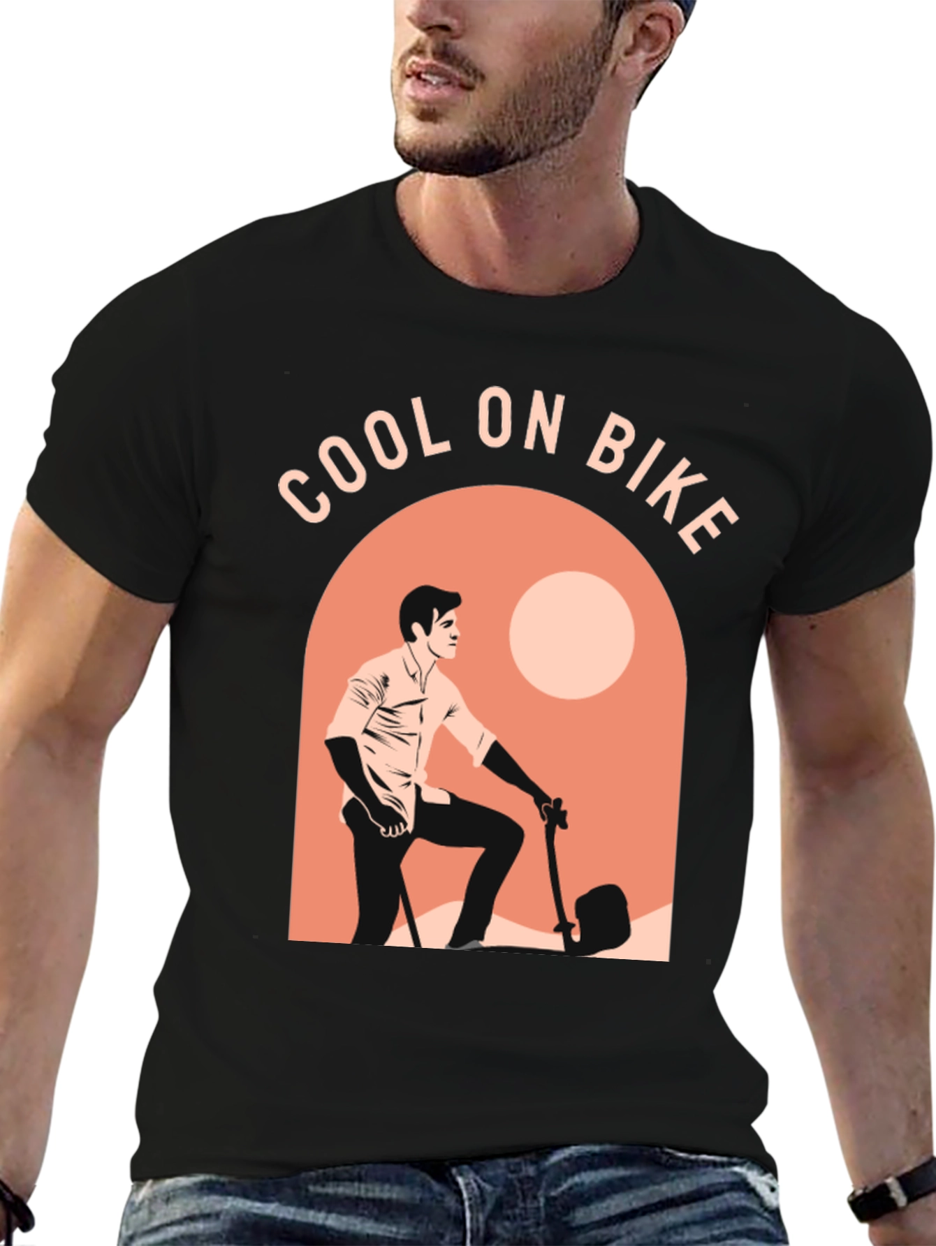 Black Cool on Bike Graphic T-Shirt - Casual Comfort view 6