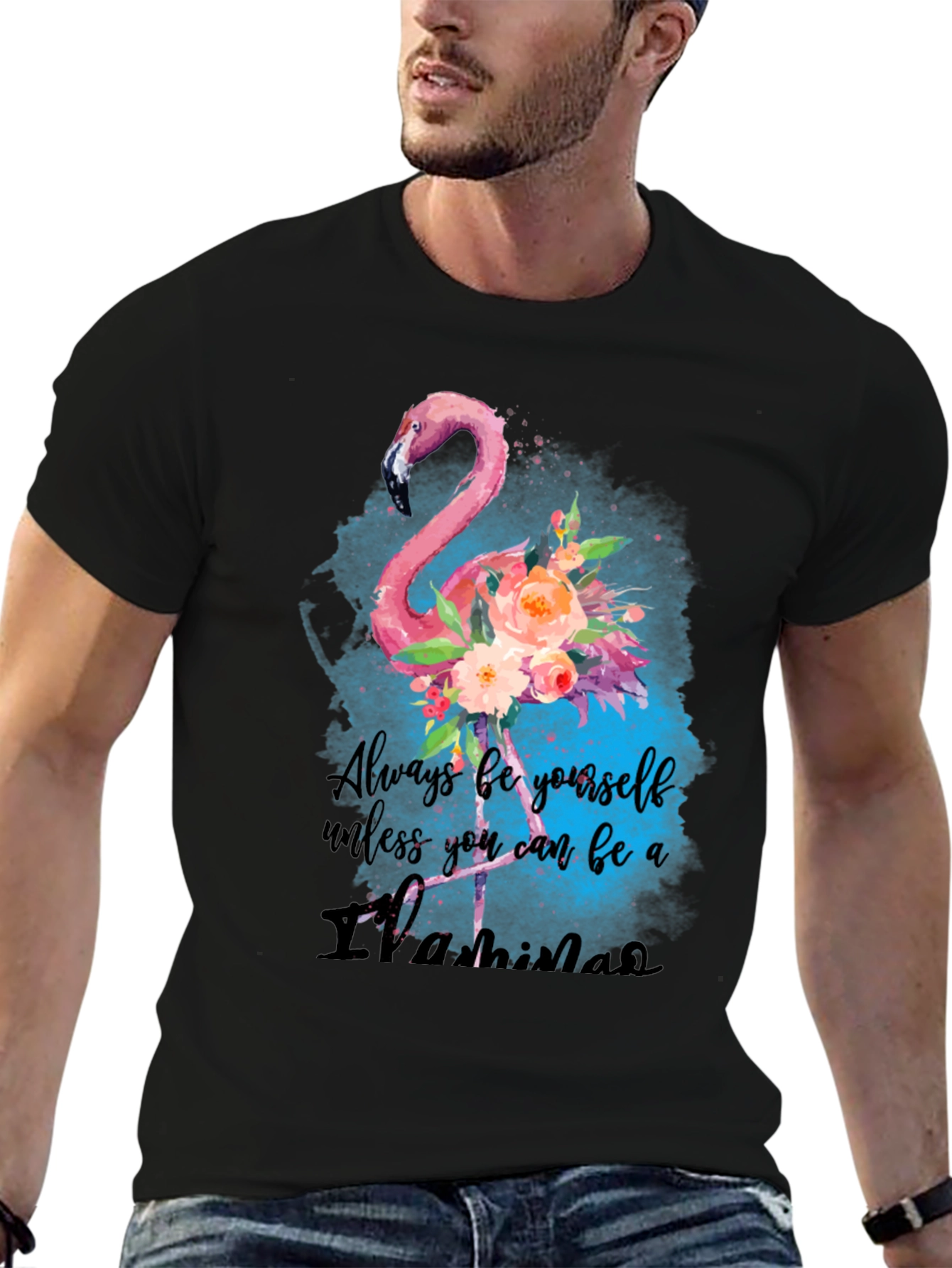 Black Always Be A Flamingo T-Shirt - Unique Design view 6