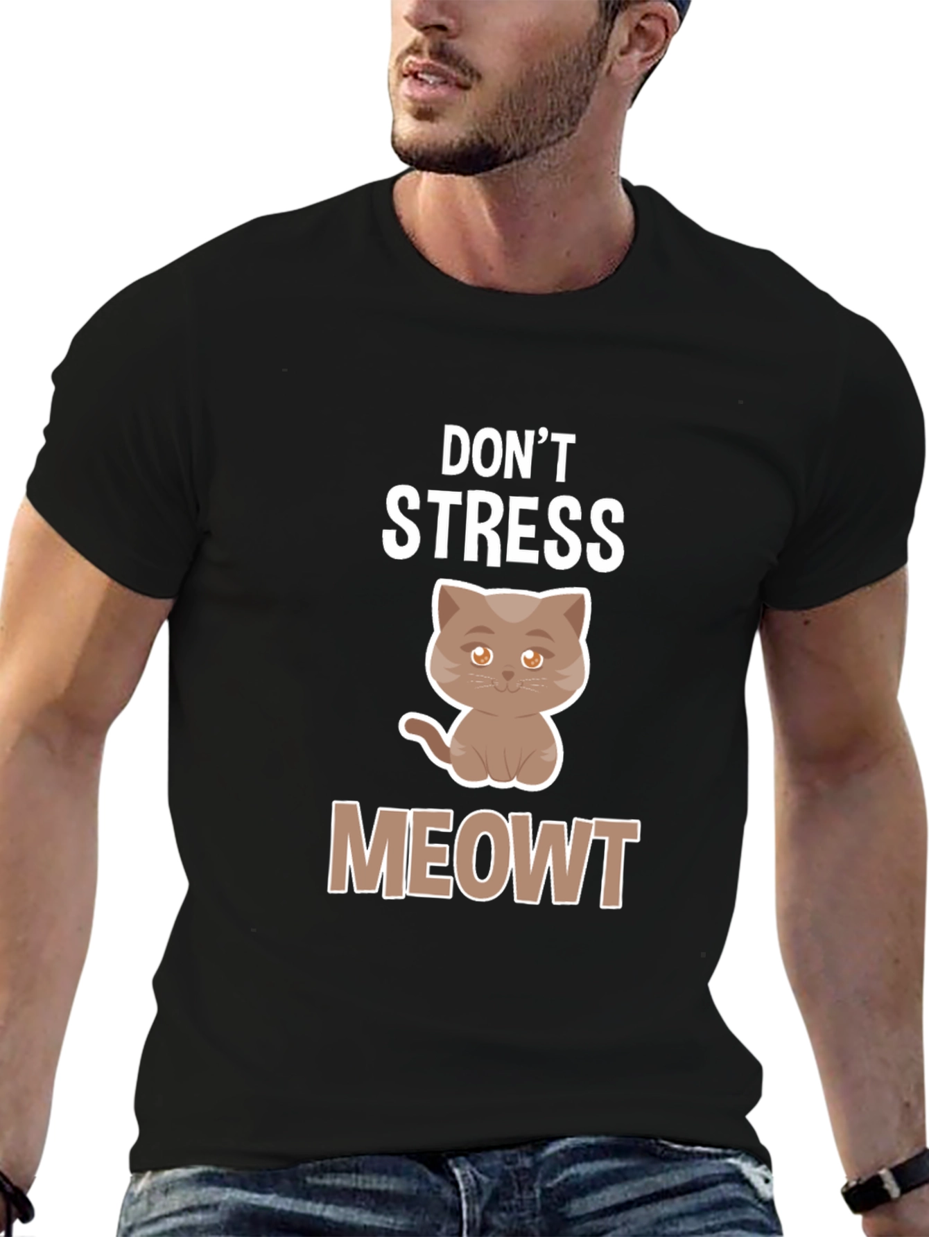 Black Don't Stress Meowt T-Shirt view 6