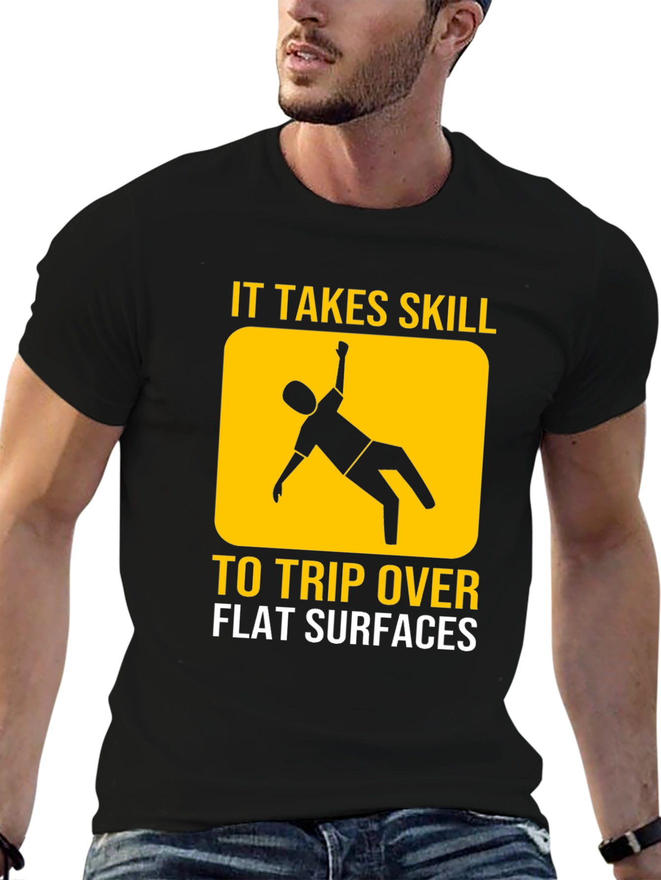 Black Funny "It Takes Skill" Graphic T-Shirt view 6