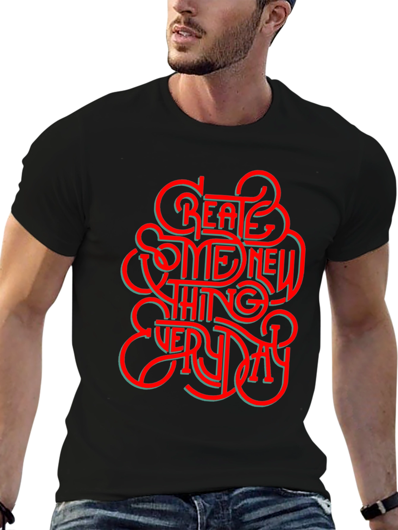 Black Create Something New Everyday Graphic T-Shirt view 6